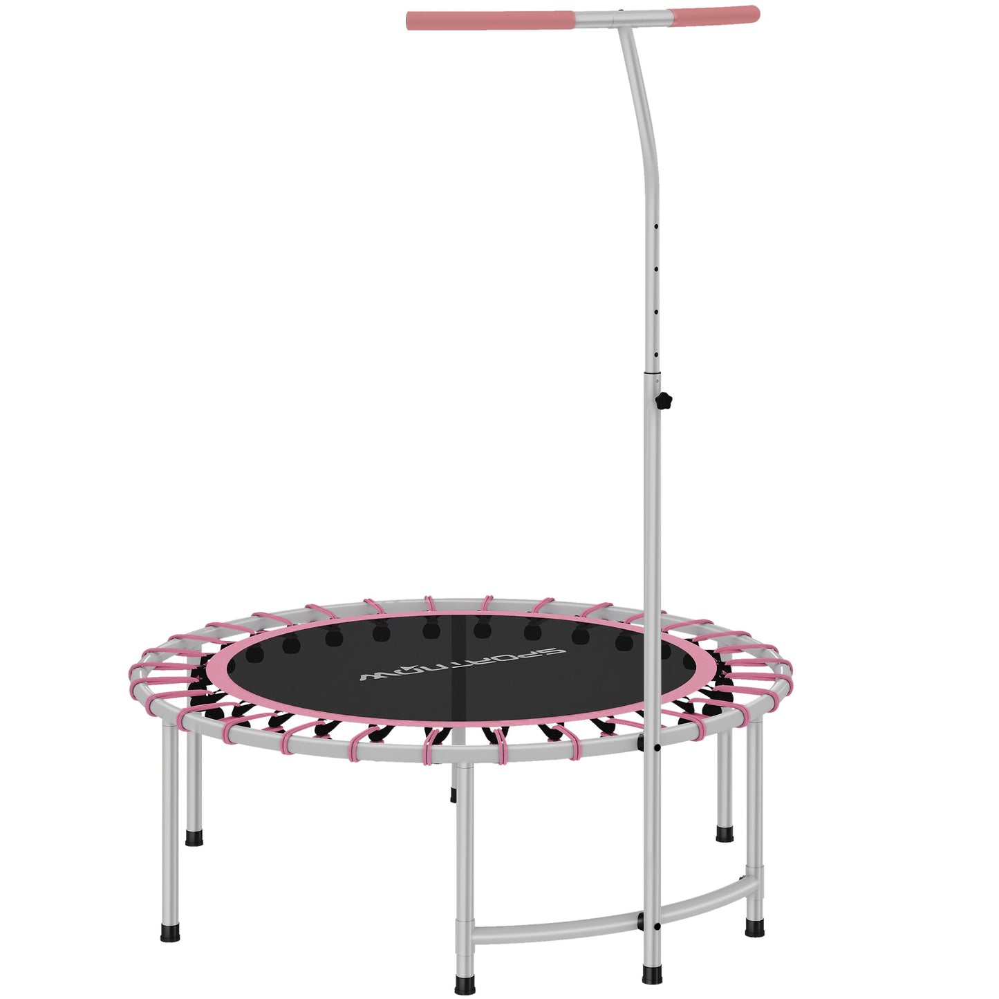 SPORTNOW 40" Fitness Trampoline, Mini Rebounder Trampoline for Adults with 5-Level Adjustable Handle, Indoor Exercise Bungee Rebounder, Max Load 100KG, Pink -