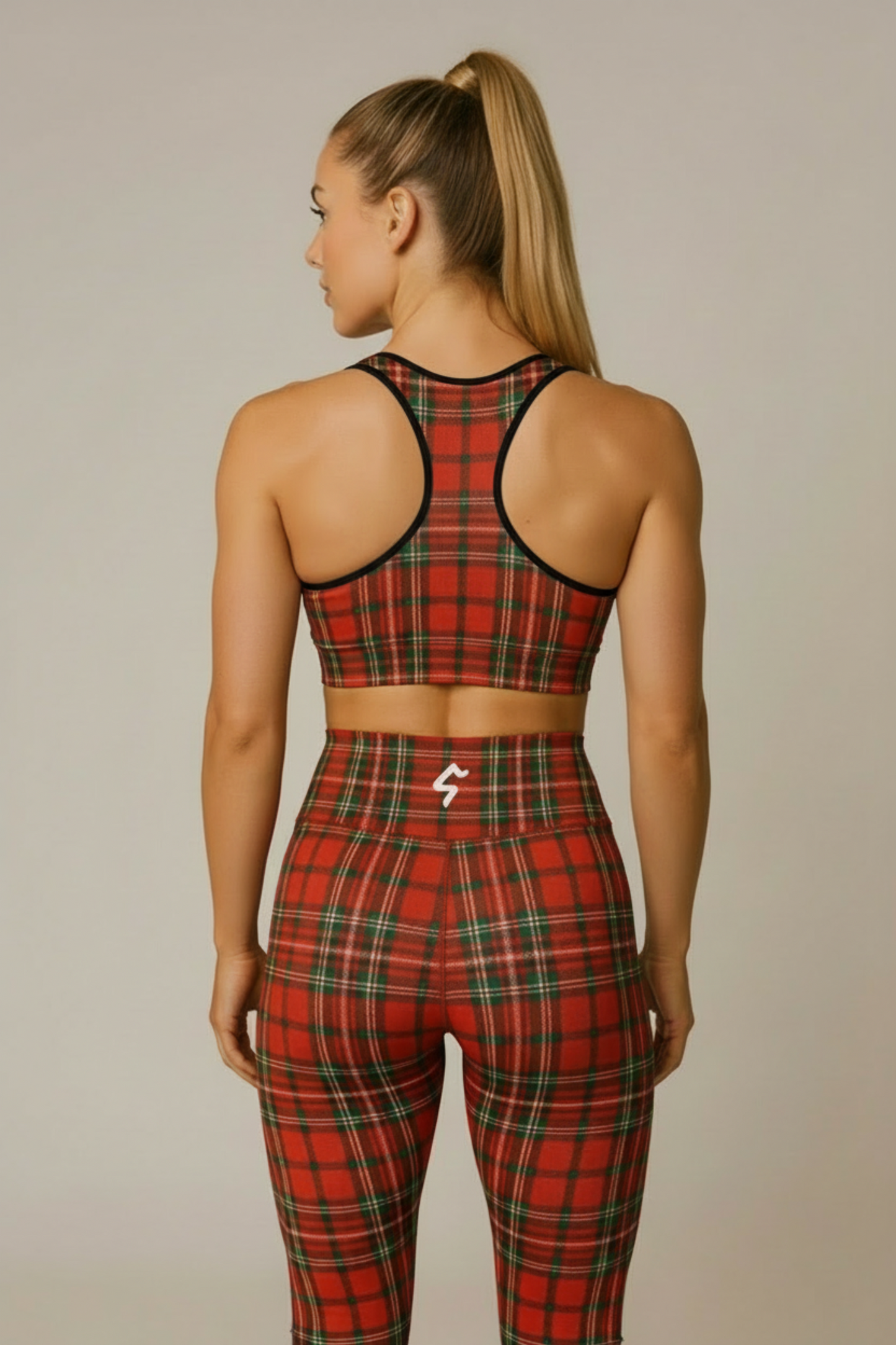 GymBumUK Red Tartan Padded Sports Bra - roesports