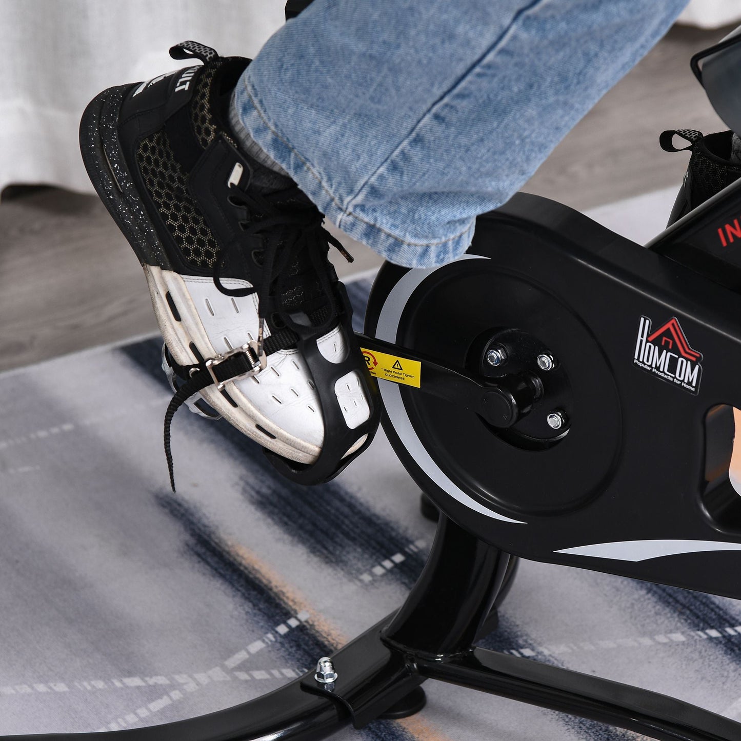 HOMCOM Indoor Stationary Exercise Bike 6kg Flywheel Fitness Cardio Workout Bke Trainer for Home Gym w/ Adjustable Resistance LCD Monitor Pad and Bottle Holder Black -