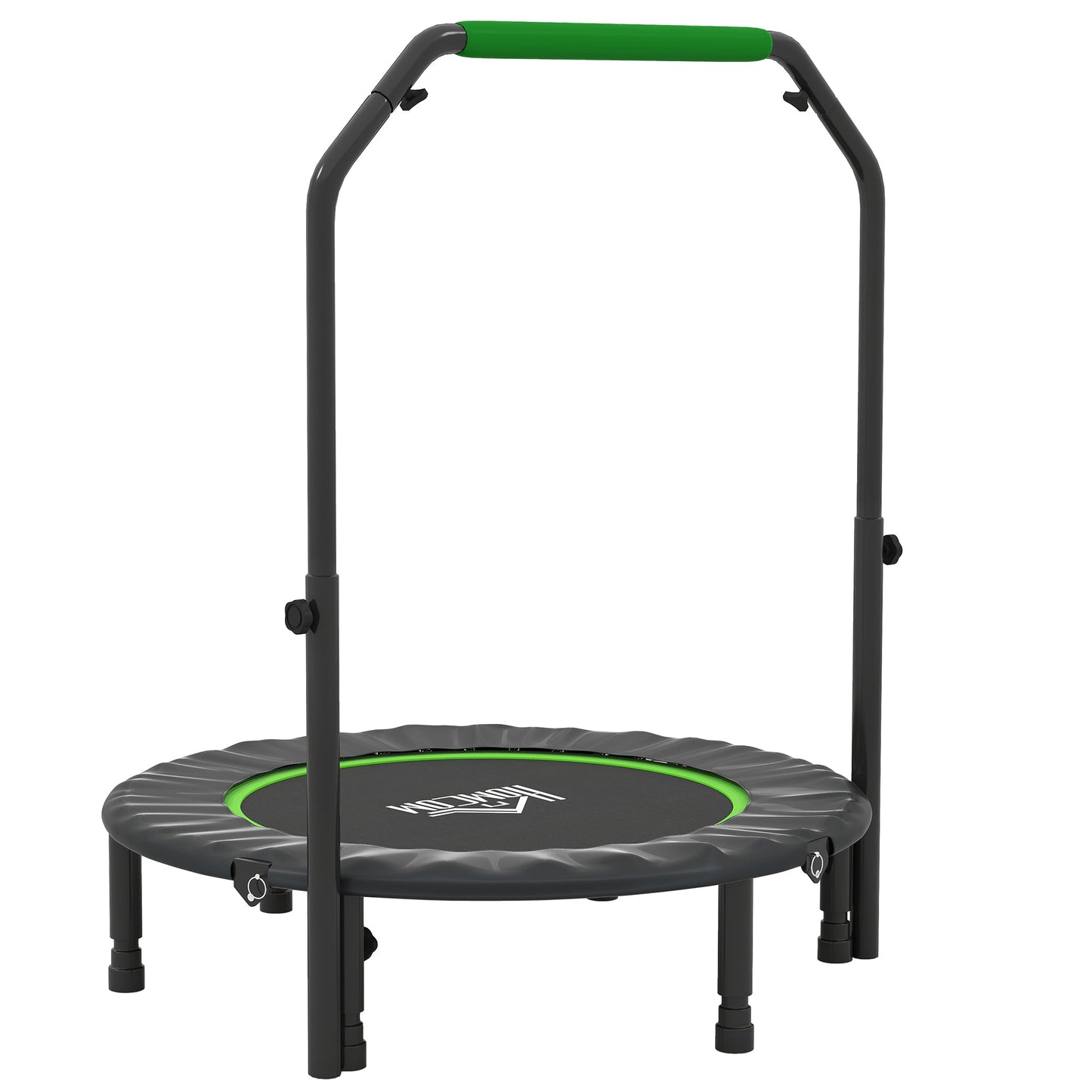 HOMCOM 40" Foldable Mini Fitness Trampoline, with Adjustable Foam Handle, Green -