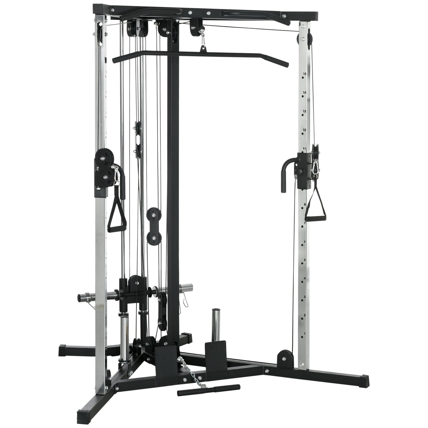 SPORTNOW Home Gym Machine, Multifunctional Gym Equipment with High and Low Pulleys, Pull Up Bar, 15-Position Adjustable Strength Training Workout Station for Full Body Fitness -
