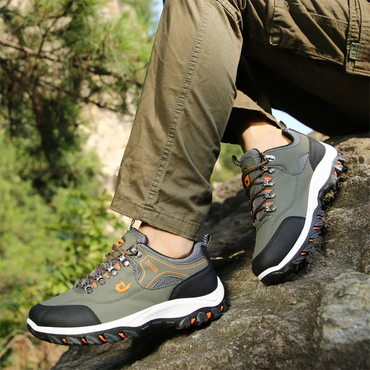 Autumn And Winter Models, Men's Waterproof Hiking Shoes, Outdoor PU Leather Sports Shoes, Wear-Resistant, Walking, Tactical