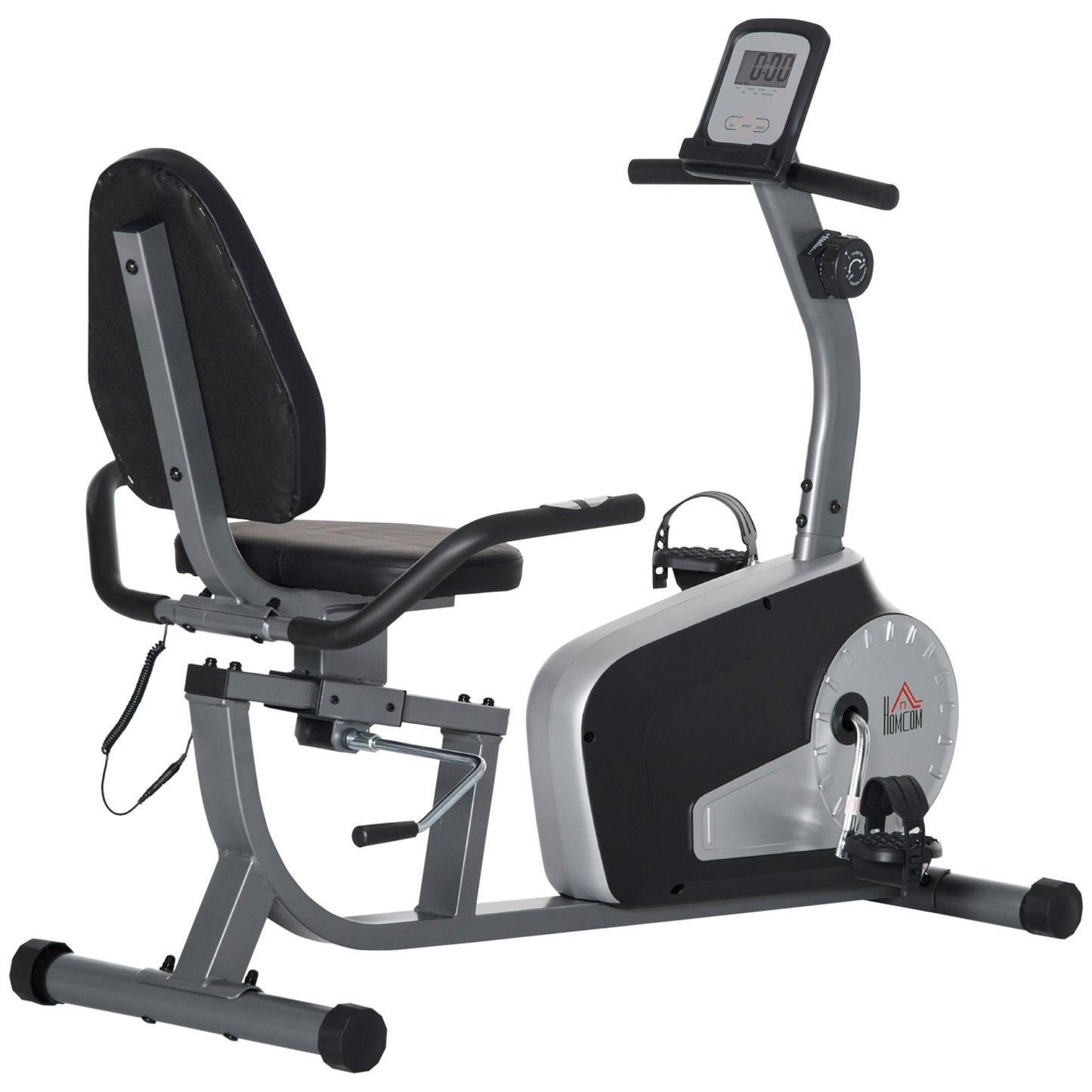 HOMCOM Exercise Bike with LCD Display, Stationary Bike with Quiet 8-Level Magnetic Resistance, Adjustable Seat and Backrest, Indoor Cycling Exercise Equipment for Home Gym Fitness Workout Training -