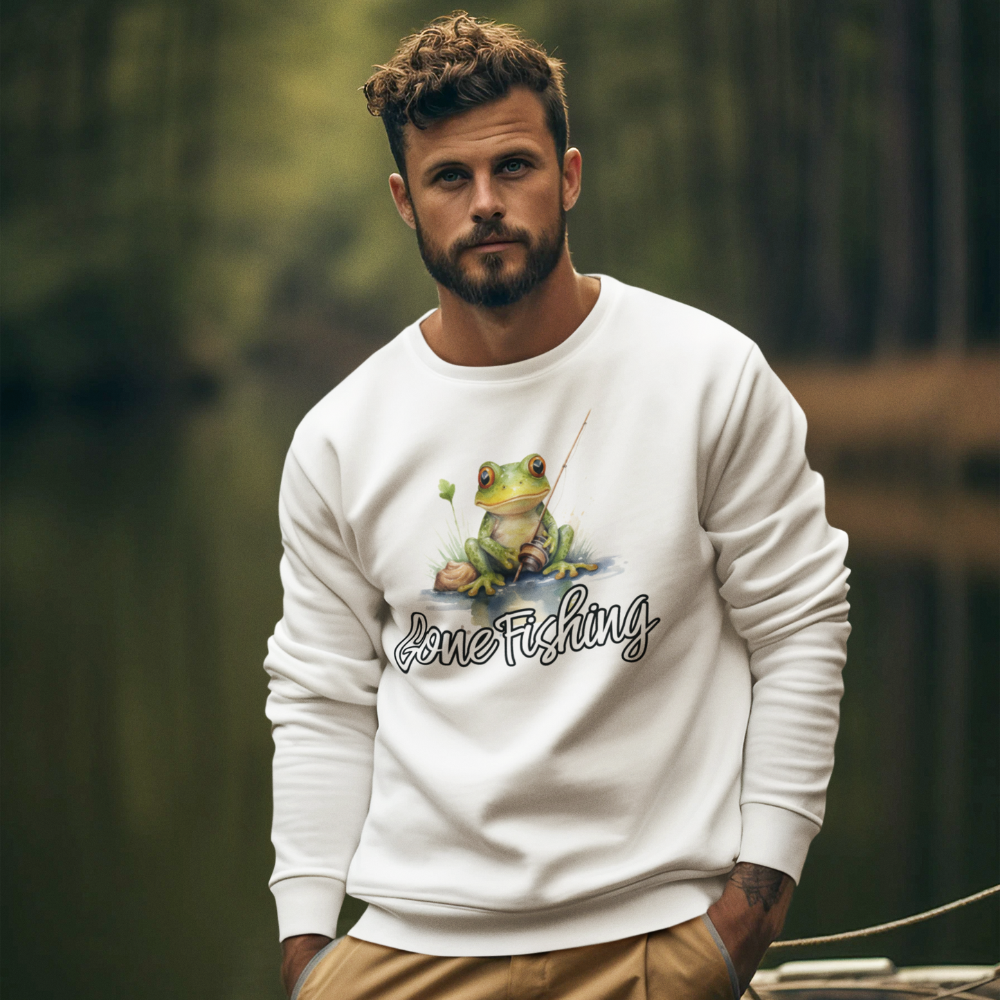Gone Fishing Sweatshirt - Cozy Frog Design - roesports