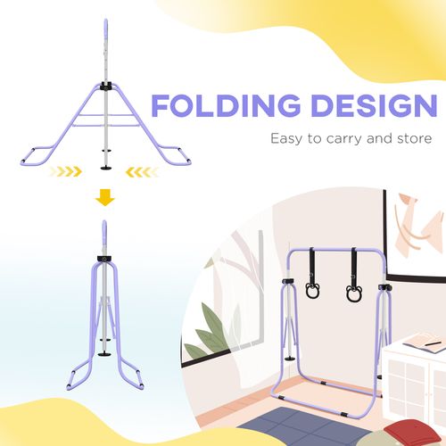 HOMCOM Adjustable Height Foldable Kids Gymnastics Bar with Non-Slip Mats - Roesports