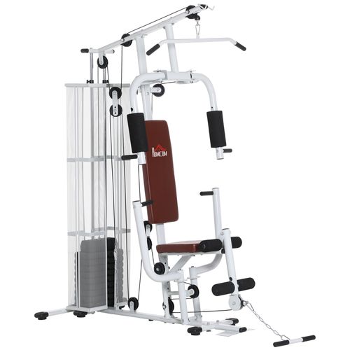 HOMCOM Multifunction Home Gym Weight Training Station Machine White - Roesports