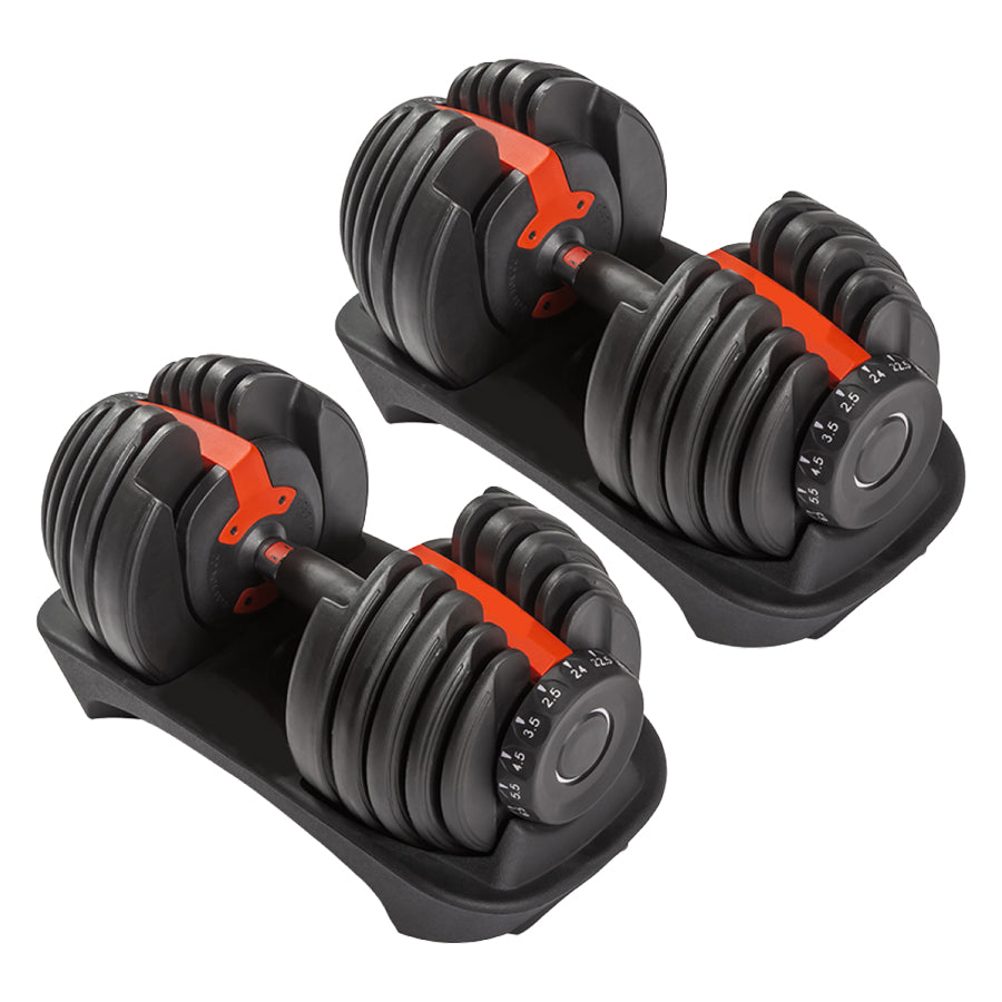 Adjustable Dumbbell Set – 24kg (53lbs) Quick Select – 10 Levels