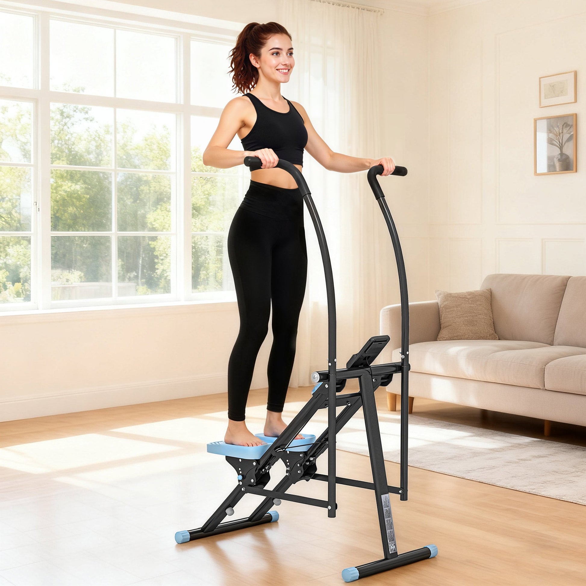 SPORTNOW Stair Stepper for Home Gym Exercise, Vertical Climber Machine with LCD Monitor & Adjustable Pedals for Workout -