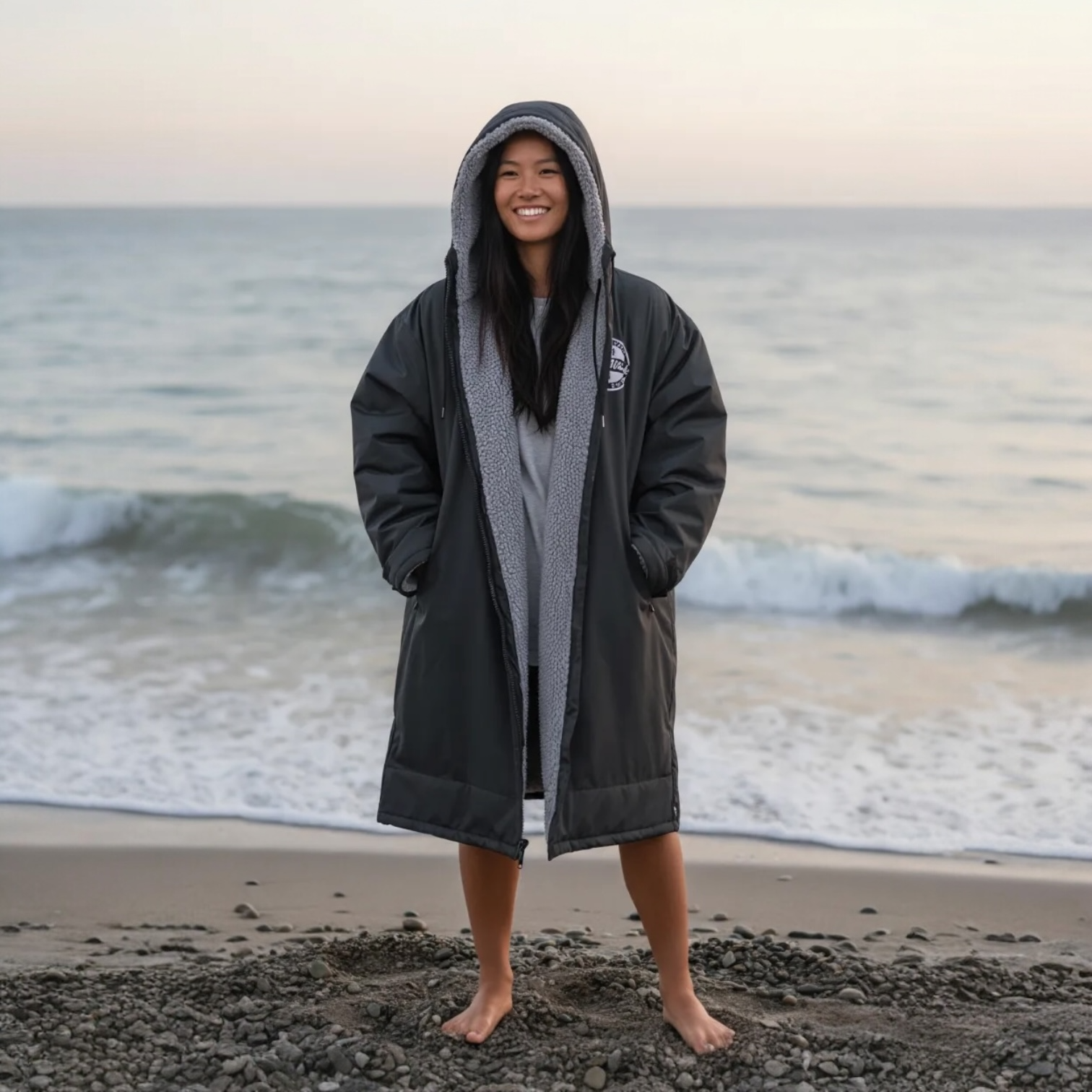 FREE BEANIE | Recycled Fleece Changing Robe “FatWrap” | Waterproof |Beach | Swimming | Surfing | Coat -