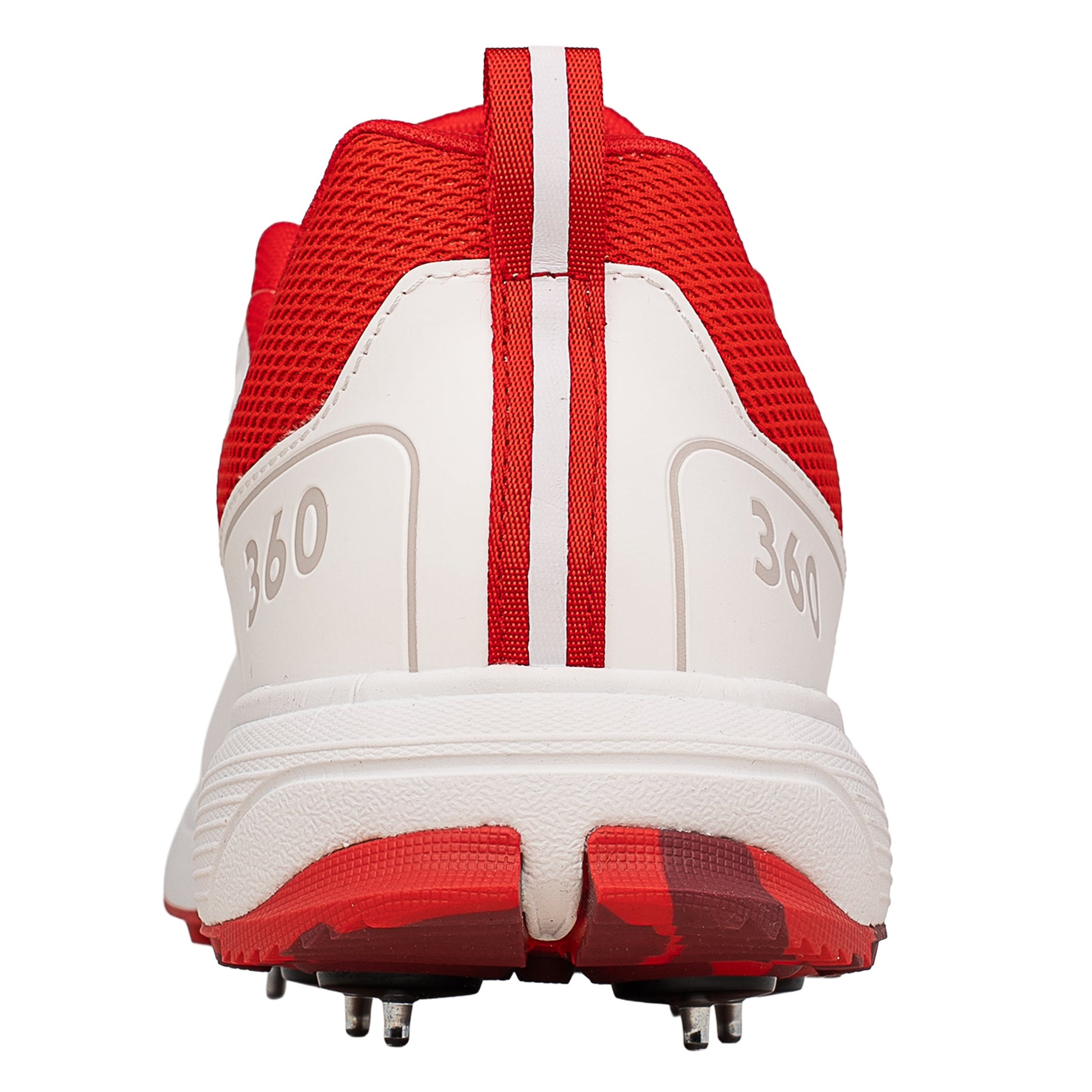 Newbery 360 Cricket Shoe - White & Red Spikes for Enhanced Performance - roesports