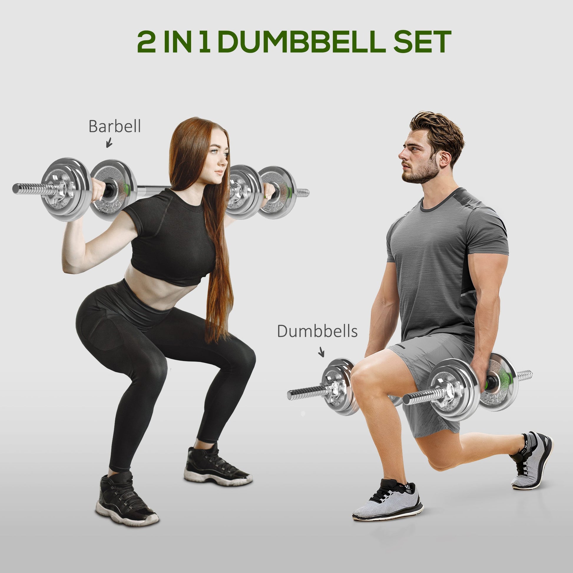 SPORTNOW 20kg 2-in-1 Adjustable Weights Dumbbells Set for Home Gym - Roesports