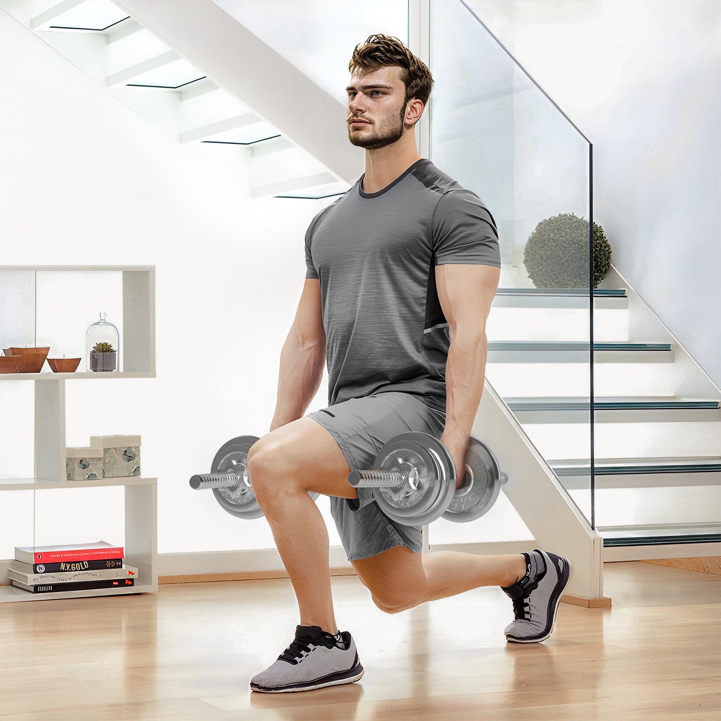 SPORTNOW 20kg 2-in-1 Adjustable Weights Dumbbells Set for Home Gym - Roesports