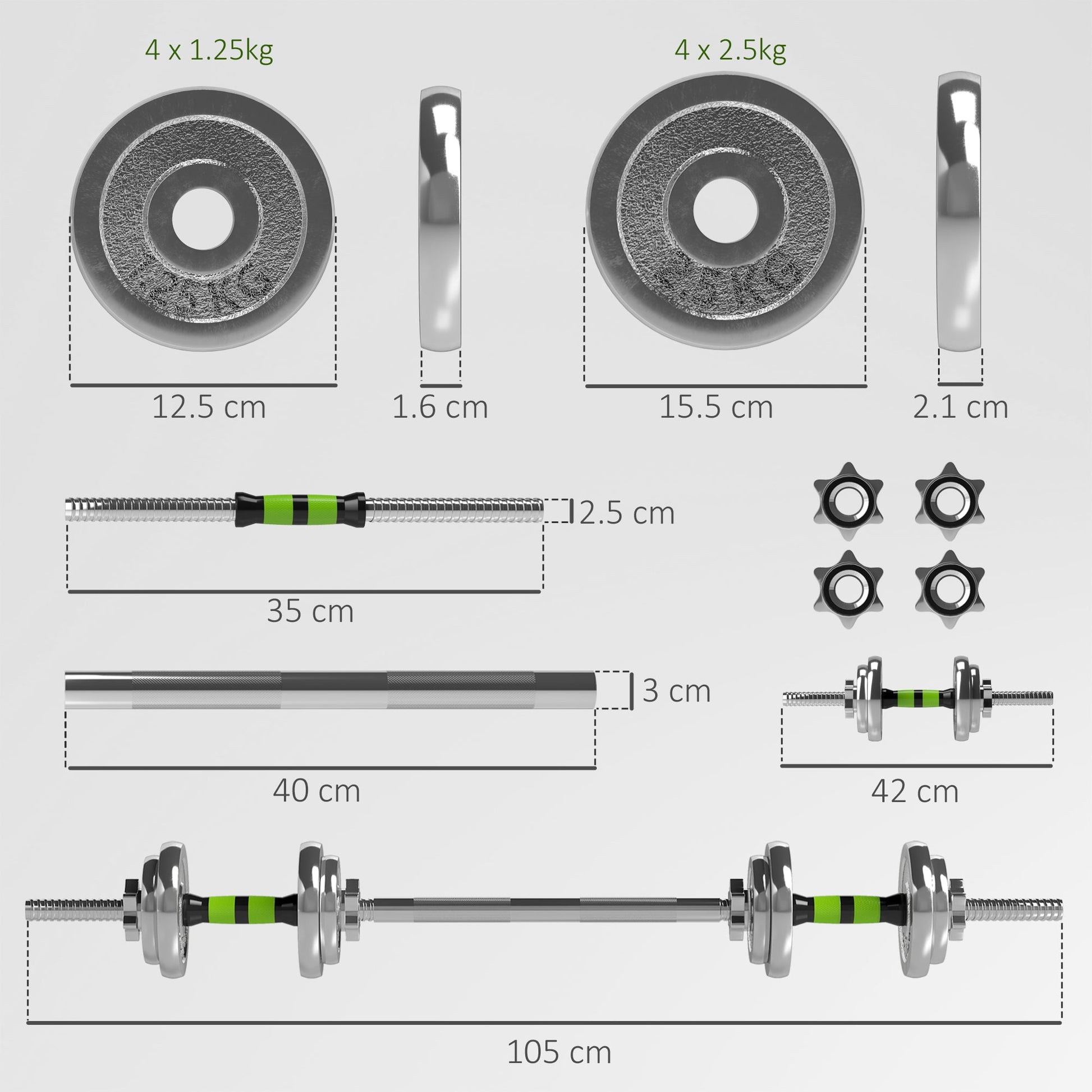 SPORTNOW 20kg 2-in-1 Adjustable Weights Dumbbells Set for Home Gym - Roesports