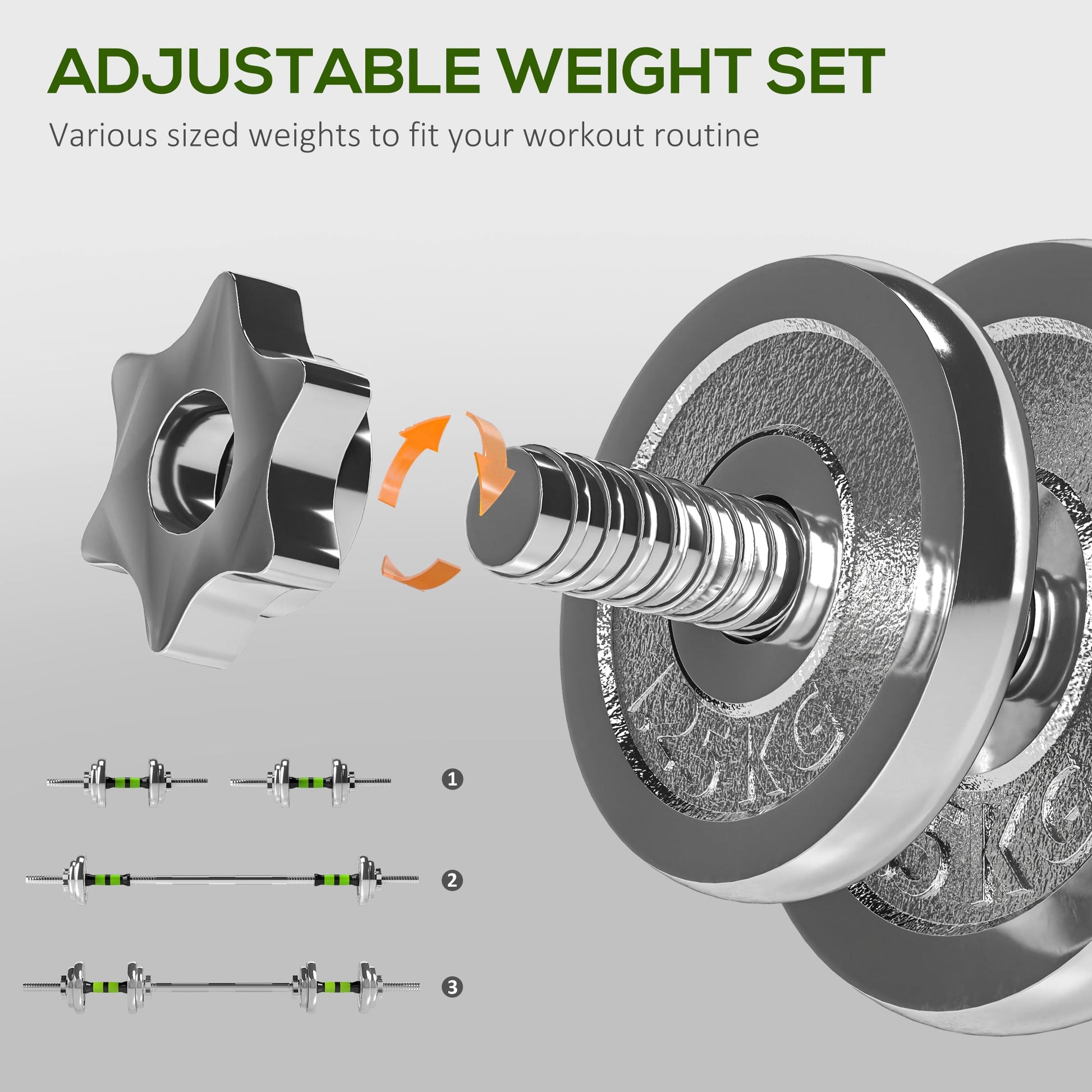 SPORTNOW 20kg 2-in-1 Adjustable Weights Dumbbells Set for Home Gym - Roesports