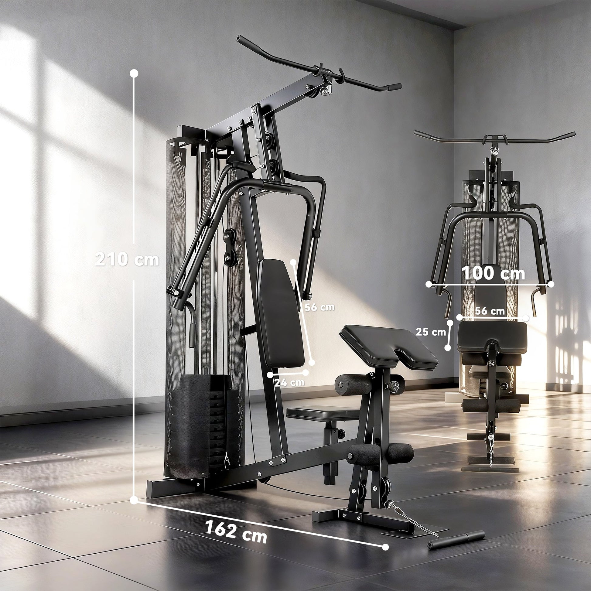 SPORTNOW Multi Gym with Adjustable Seat and Back, All in One Home Gym Machine with 45kg Weight Stack for Full Body Strength Training -