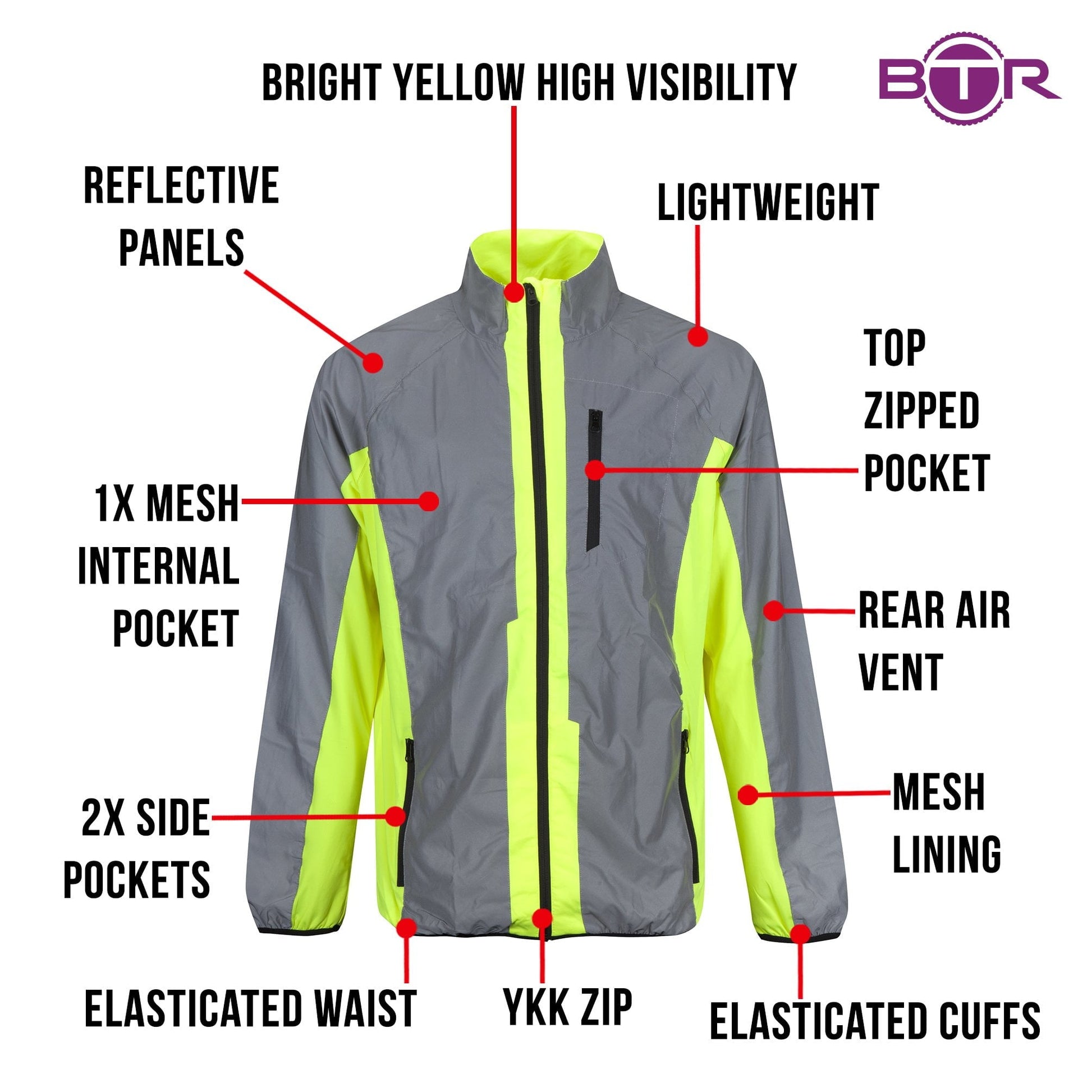 Hi Vis Reflective Running and Cycling Jacket | Reflective and Yellow - Roesports