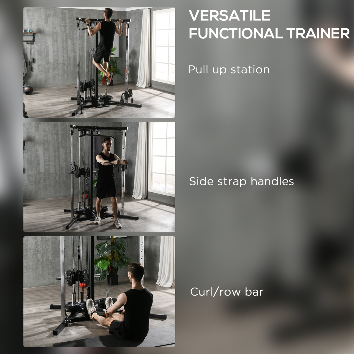 SPORTNOW Home Gym Workout Station, 15-Position Adjustable Training Machine - roesports