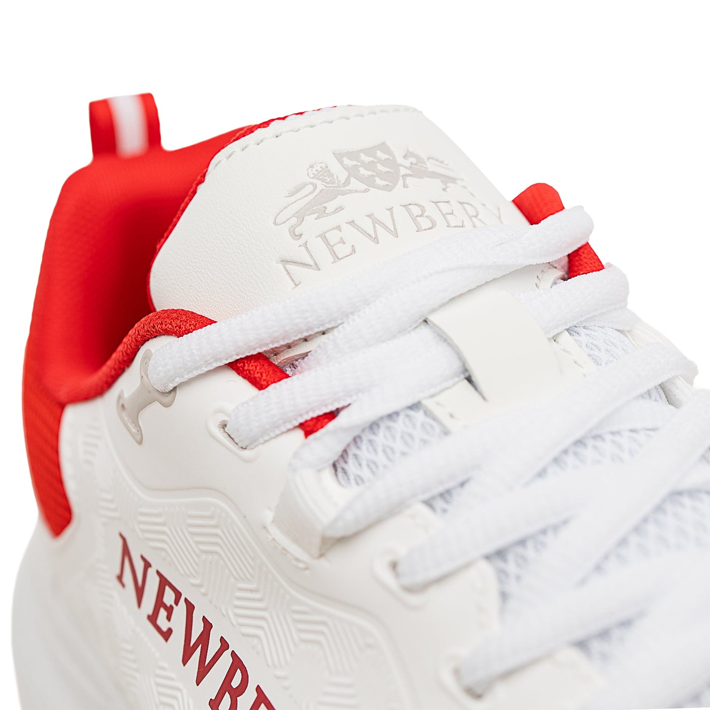 Newbery 360 Cricket Shoe - White & Red Spikes for Enhanced Performance - roesports