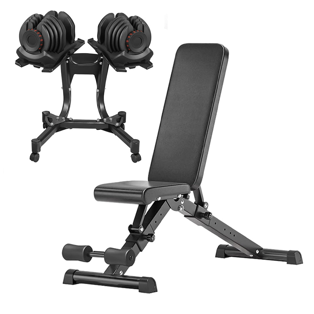 40kg Adjustable Dumbbell Set – Single or Pair with Optional Rack & Bench | Smart Home Gym Solution