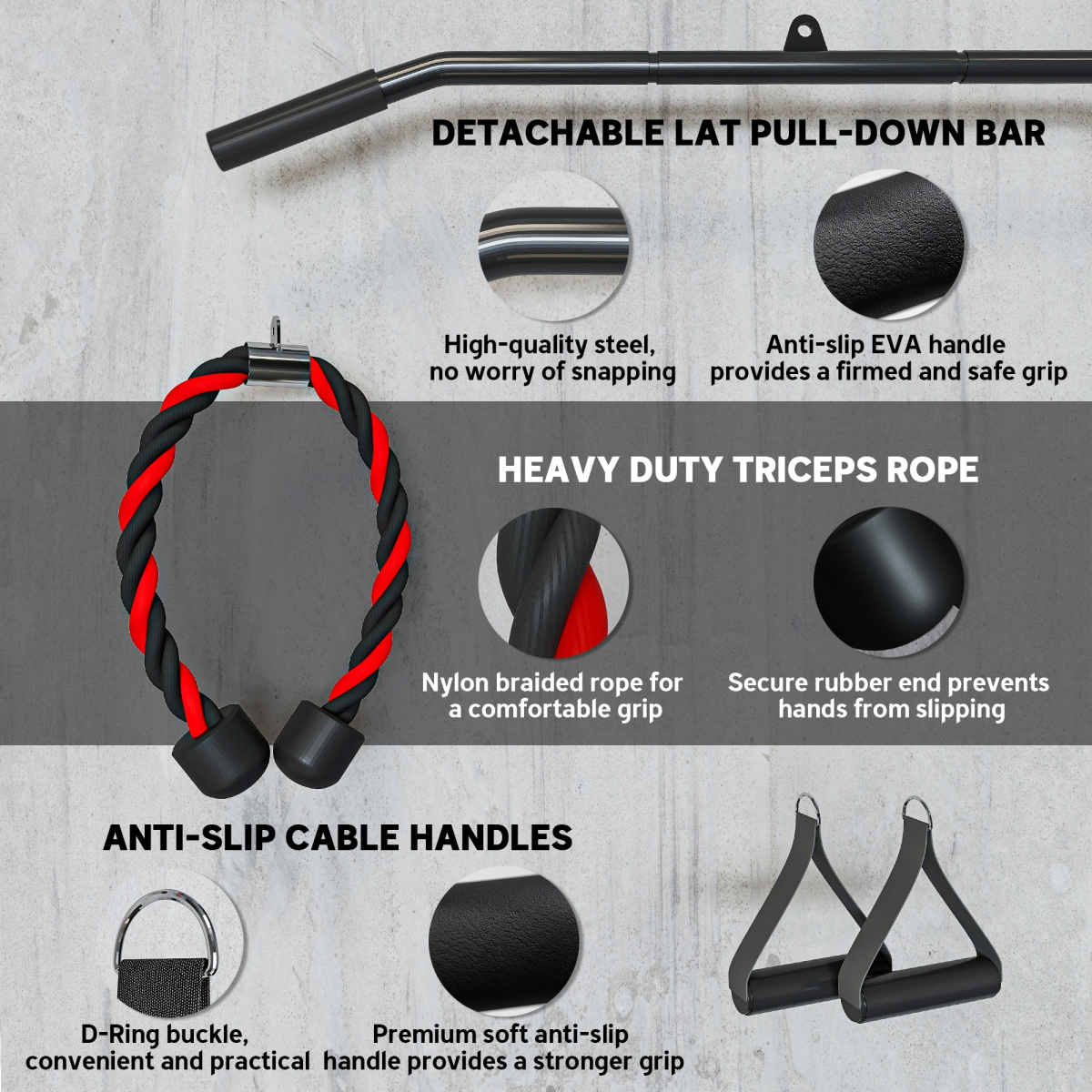 Weight Cable Pulley System for Home Gym with Universal Loading Pin - Roesports