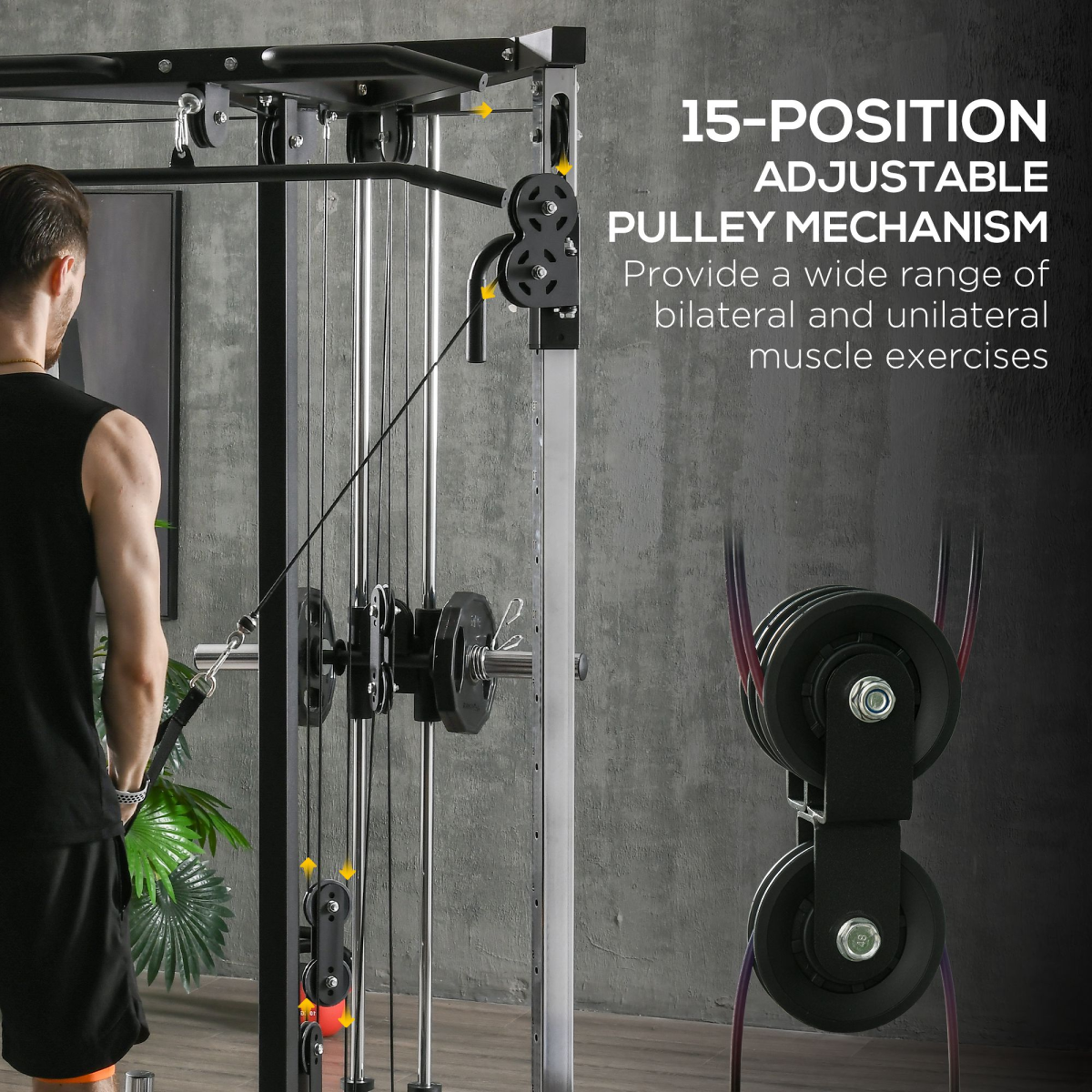 SPORTNOW Home Gym Workout Station, 15-Position Adjustable Training Machine - roesports