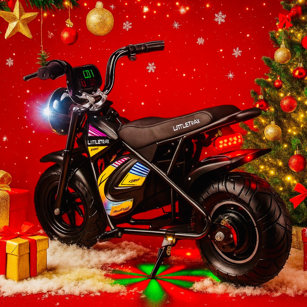 Littletrax 350W Kids Electric Bike - Ride-On Mini Monkey Bike for Ages 3 to 12+ with 3 Speed, Bluetooth Music, Horn, Lights, 36V - roesports