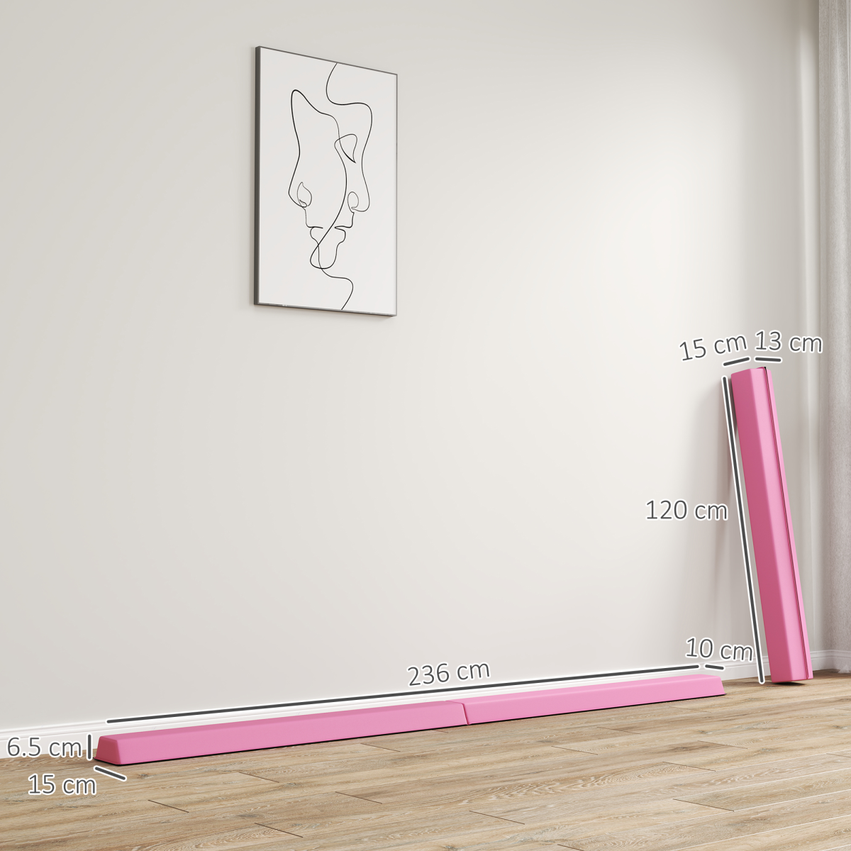 SPORTNOW 7.7FT Folding Gymnastics Balance Beam with Anti-Slip Base, Pink - Roesports