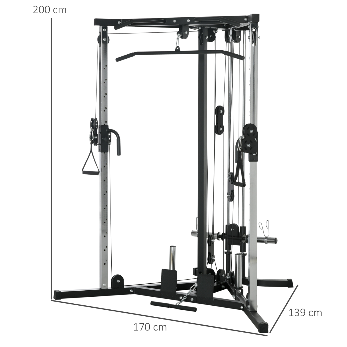 SPORTNOW Home Gym Workout Station, 15-Position Adjustable Training Machine - roesports