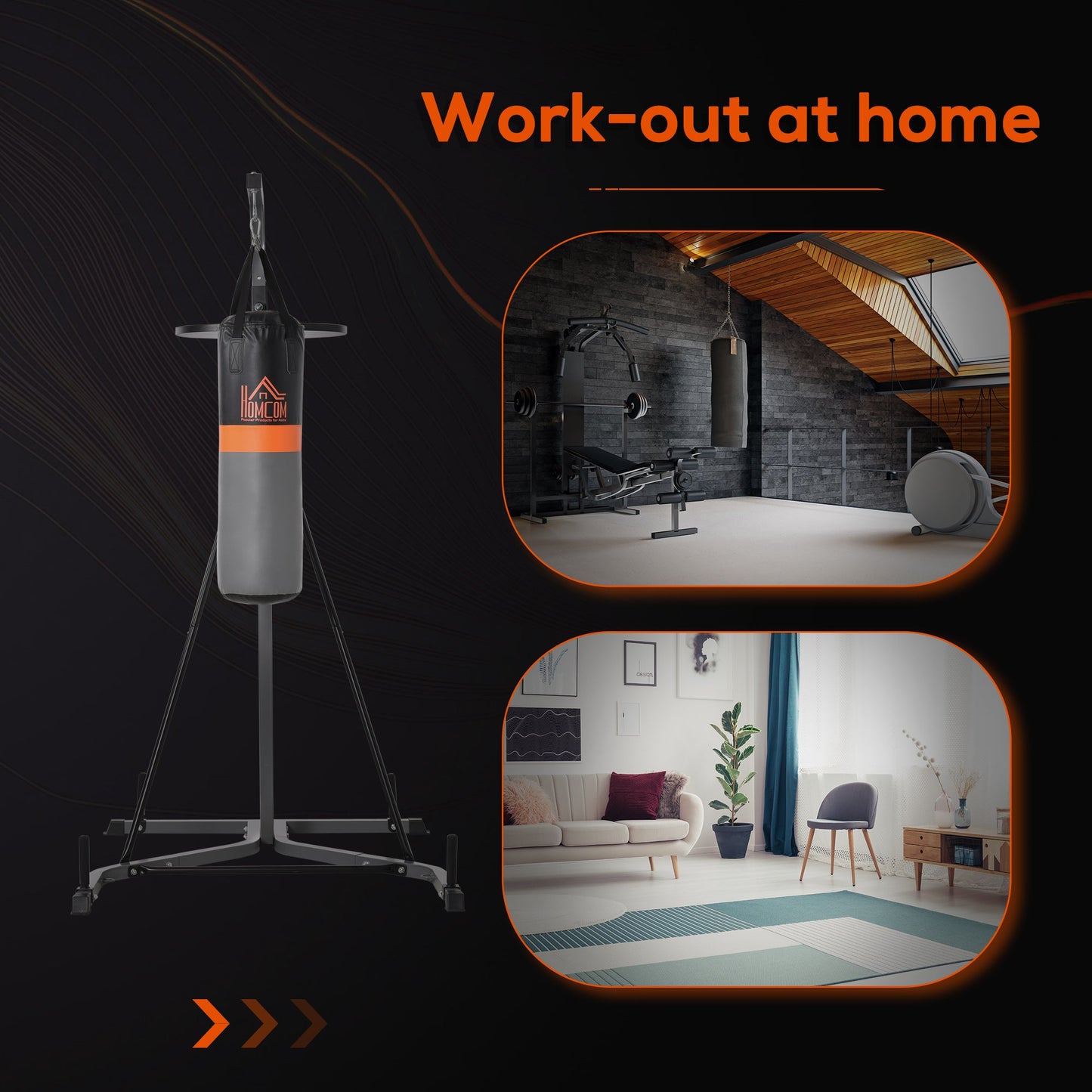 HOMCOM Freestanding Boxing Punch Bag & Speed Ball Station Hanging Frame Training Exercise Platform Home Gym Heavy Duty, Grey -
