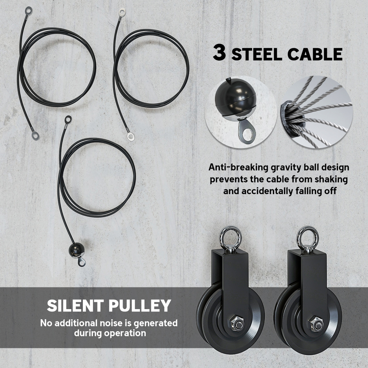 Weight Cable Pulley System for Home Gym with Universal Loading Pin - Roesports