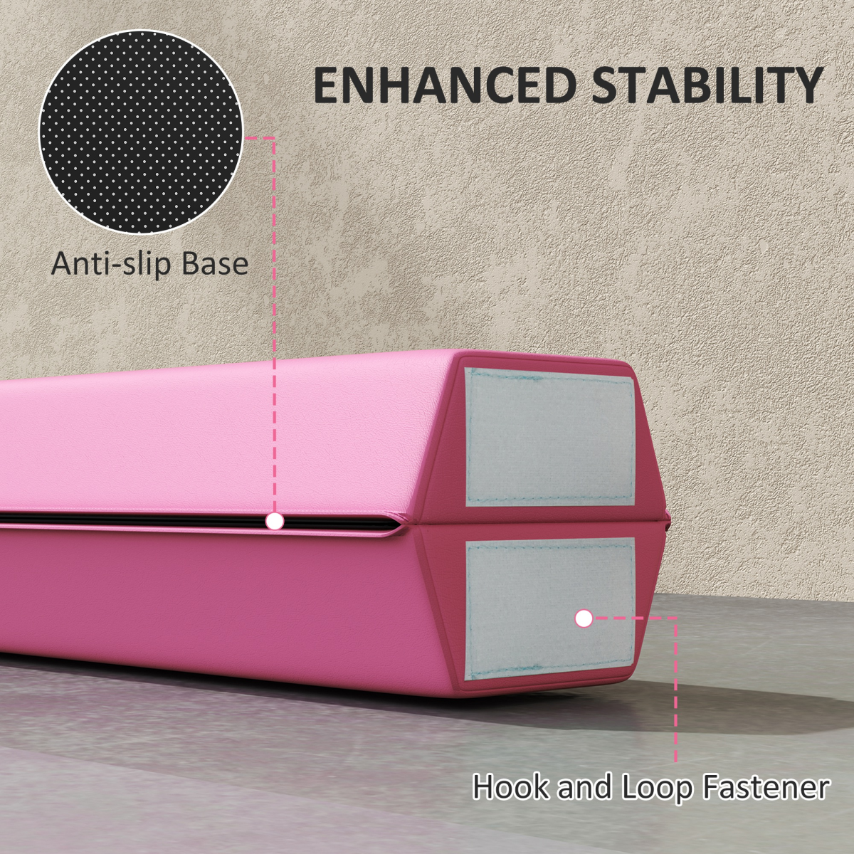 SPORTNOW 7.7FT Folding Gymnastics Balance Beam with Anti-Slip Base, Pink - Roesports