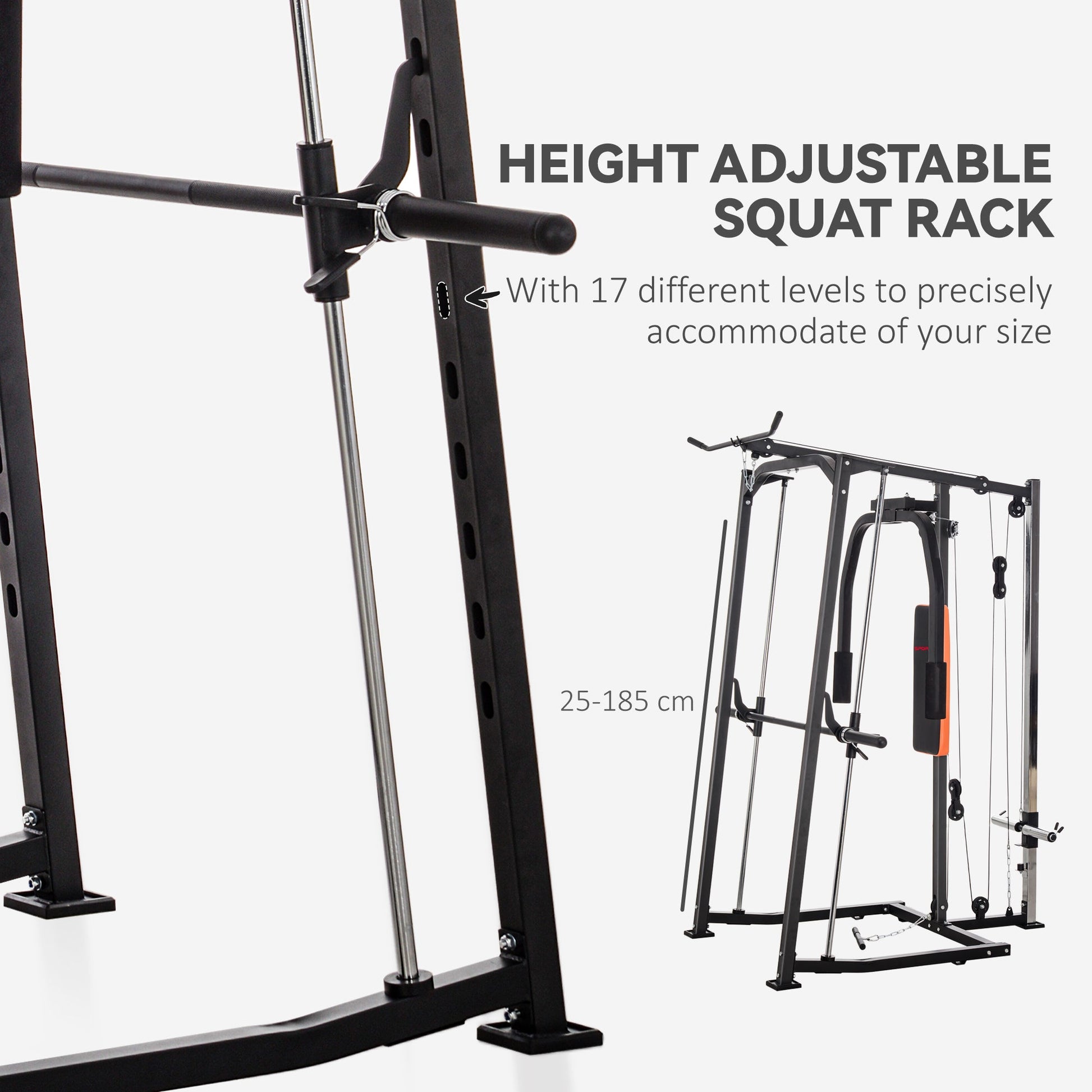 SPORTNOW Multi-Gym Smith Machine Power Cage for Home Gym Weight Lifting - Roesports