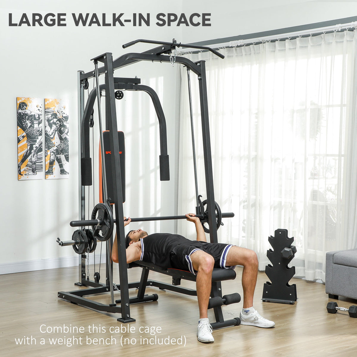 SPORTNOW Multi-Gym Smith Machine Power Cage for Home Gym Weight Lifting - Roesports
