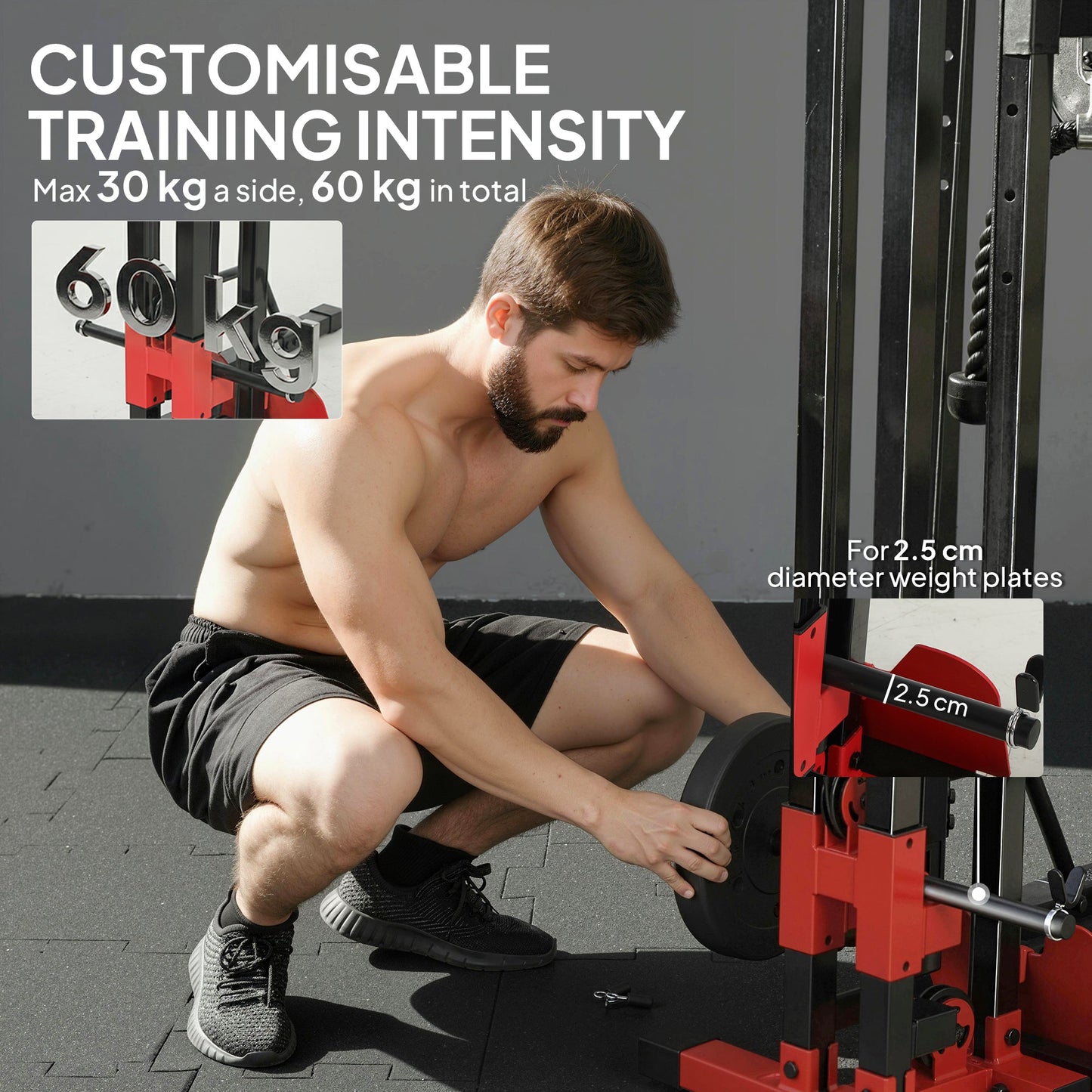 SPORTNOW Power Tower with Lat Pull Down Machine, Pull Up Bar, Dip Station, Adjustable Height Power Pack for Home Gym -