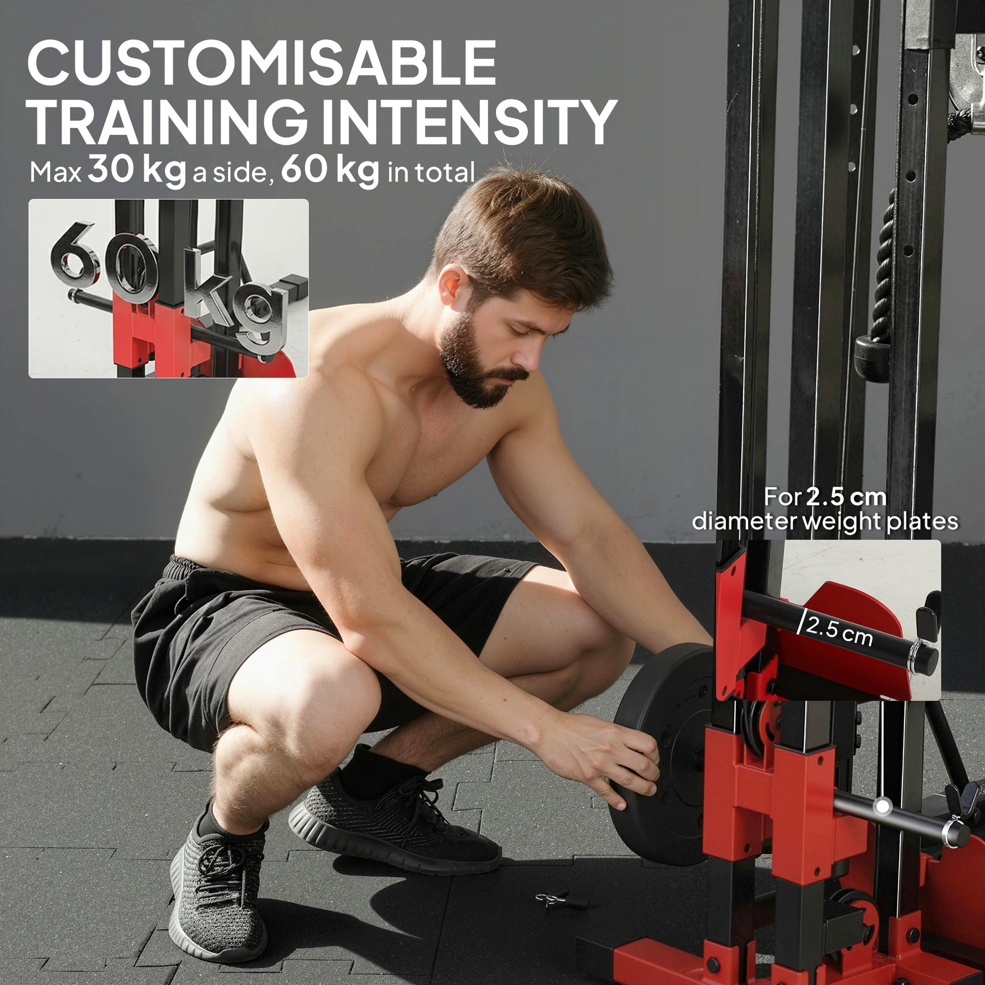 SPORTNOW Power Tower with Lat Pull Down Machine, Pull Up Bar, Dip Station, Adjustable Height Power Pack for Home Gym -