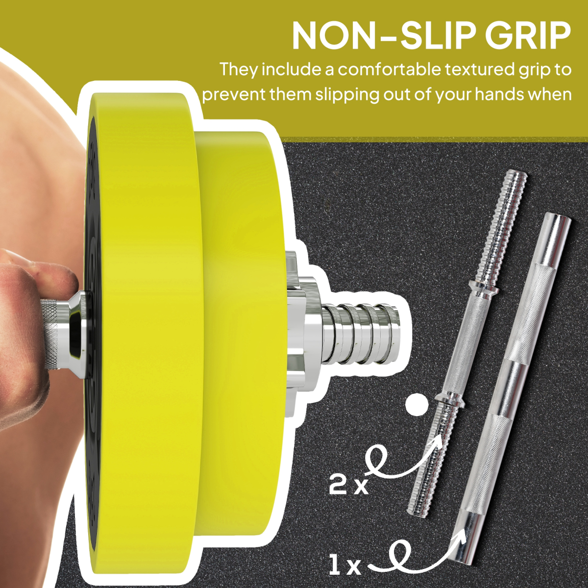 HOMCOM Adjustable 20KGS Barbell & Dumbbell Set for Home Gym, Yellow - Roesports