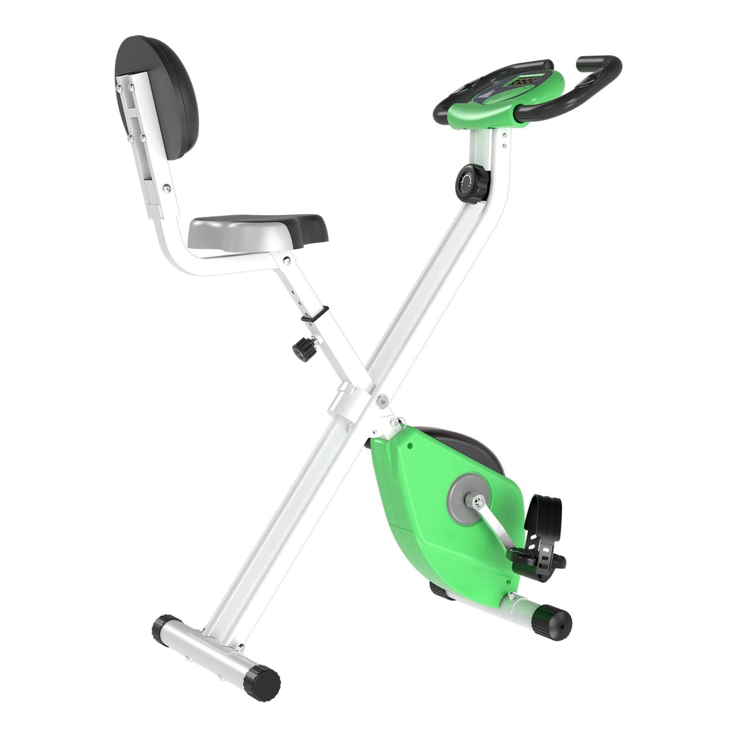 HOMCOM Folding Exercise Bike, Fitness Bicycle Indoor Trainer, Quiet 8-Level Magnetic Resistance, with LCD Monitor, Pulse Sensor and Wheels for Sport Maison and Cardio Training, Green -