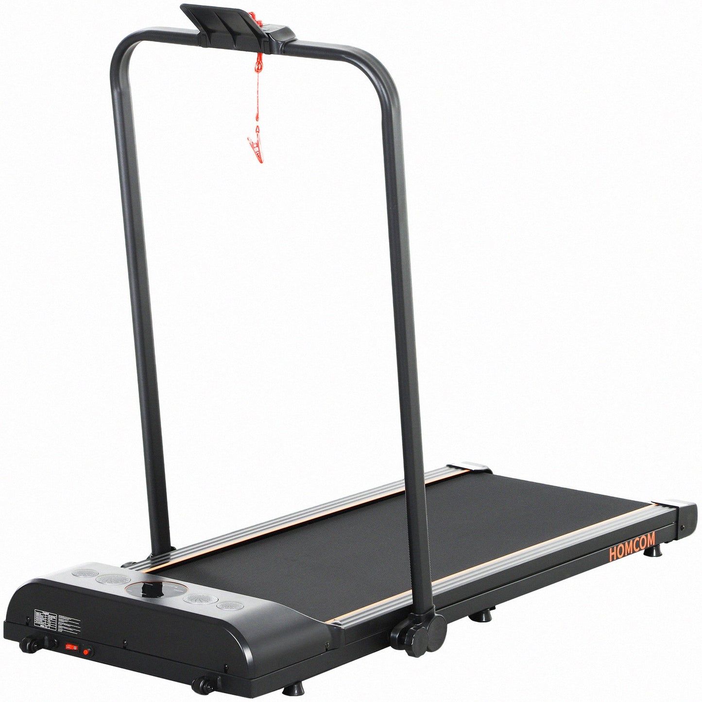 HOMCOM Foldable Walking Treadmill, with LED Display and Wheels, for Home, Office, Fitness Studio, Orange -