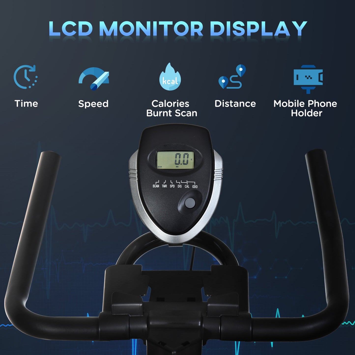 HOMCOM Indoor Stationary Exercise Bike 6kg Flywheel Fitness Cardio Workout Bke Trainer for Home Gym w/ Adjustable Resistance LCD Monitor Pad and Bottle Holder Black -