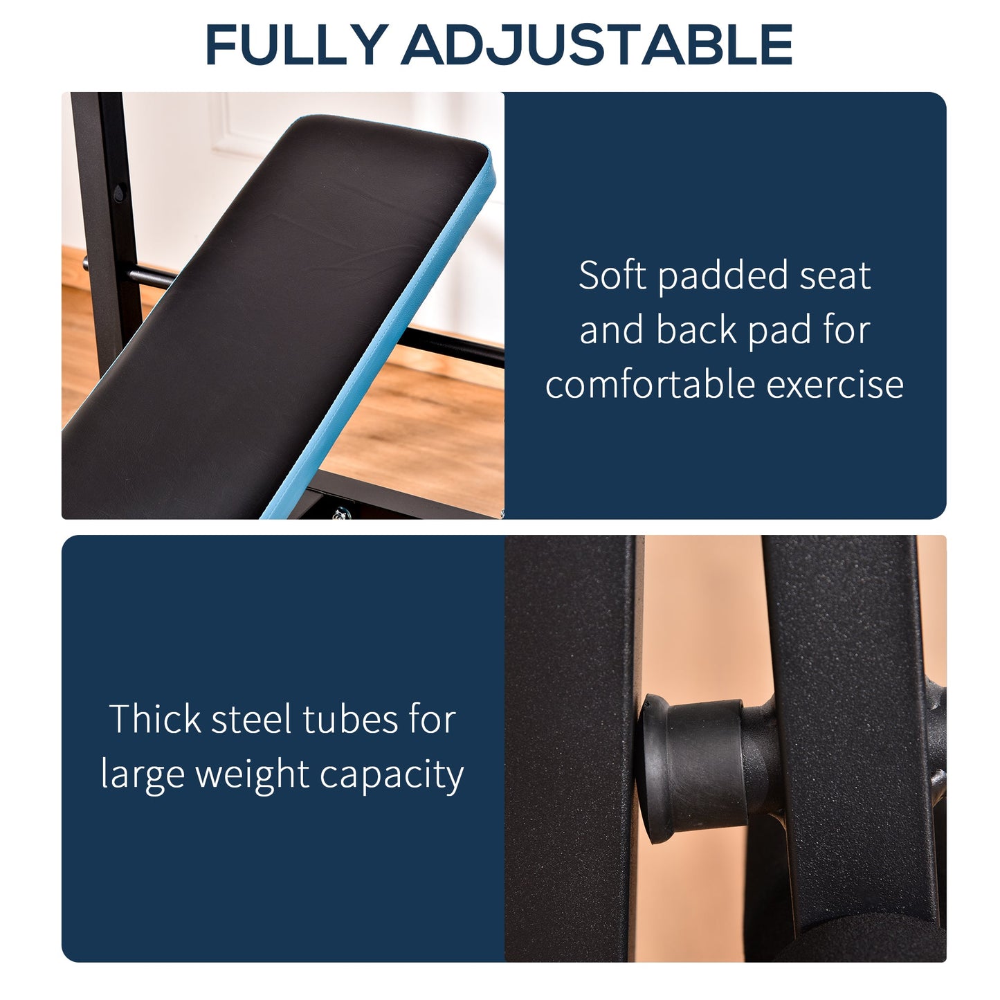 HOMCOM Adjustable Weight Bench with Leg Developer Barbell Rack for Lifting and Strength Training Multifunctional Workout Station for Home Gym Fitness, Black -