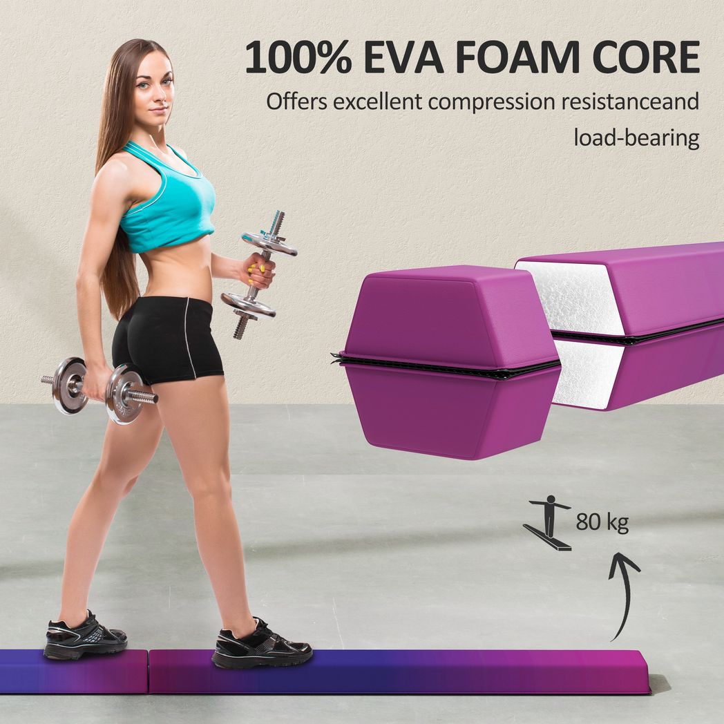 SPORTNOW 7.7ft Folding Gymnastics Balance Beam with Anti-Slip Base - Roesports