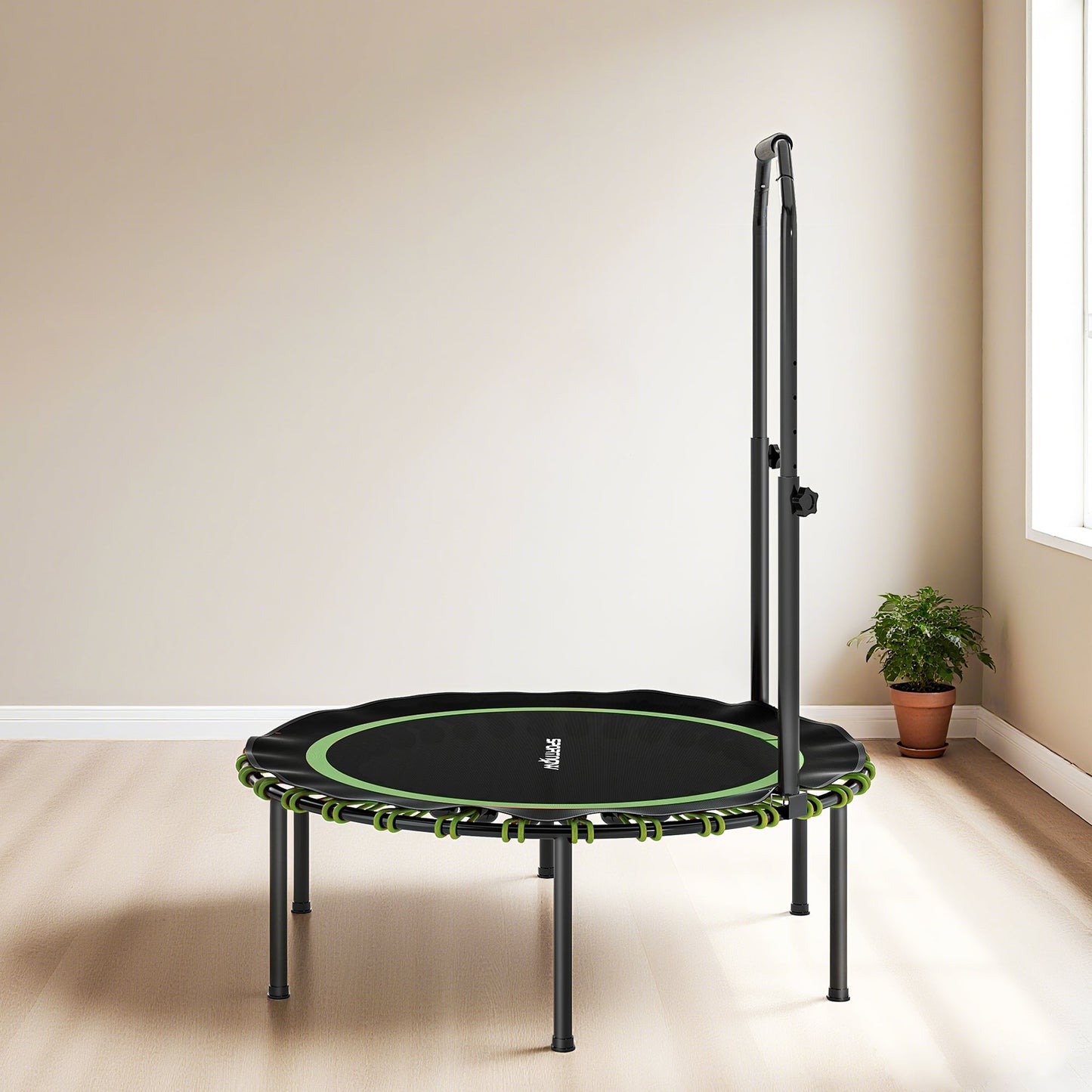 SPORTNOW 40" Foldable Fitness Trampoline Rebounder with Handle, Green -