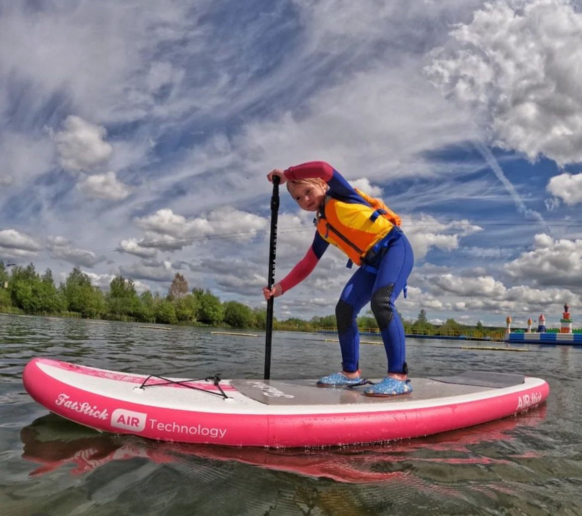 Kids 7’6 GromStick Inflatable Stand Up Paddle Board Package | Childs -