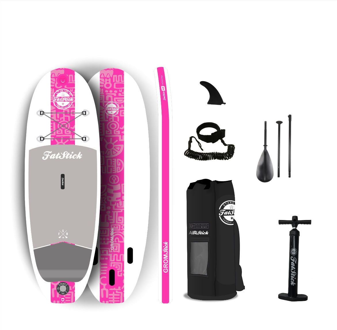 Kids 7’6 GromStick Inflatable Stand Up Paddle Board Package | Childs -