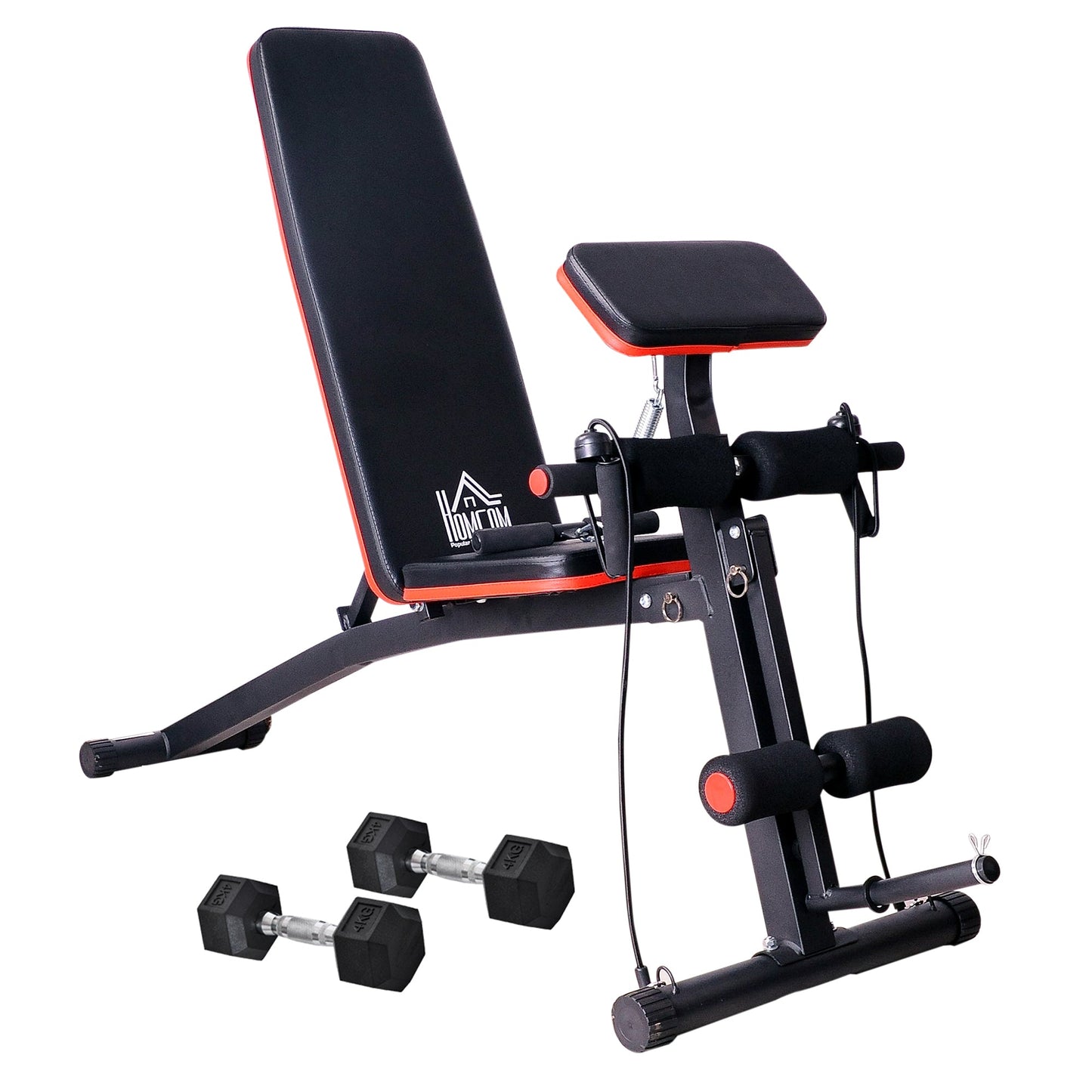HOMCOM Adjustable Reclined Dumbbell Bench Weight Lifting Set Folding Sit Up Ab Bench Home Training Gym Multiuse Workout Exercise Fitness with 2 x 4kg Dumbbells -