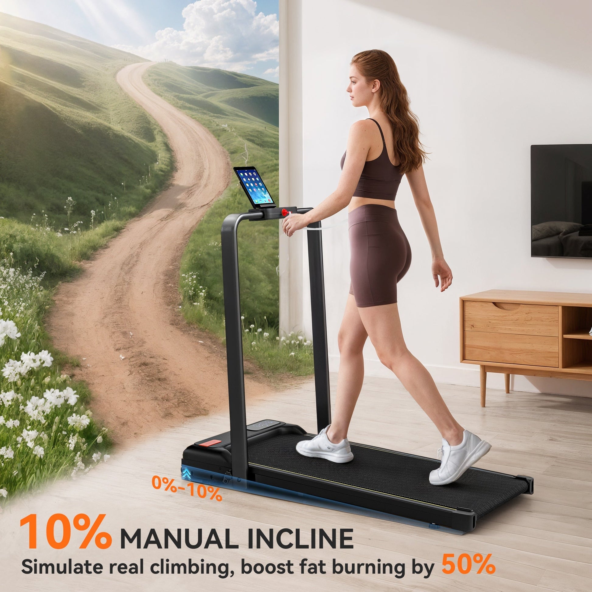 SPORTNOW Folding Treadmill Walking Pad, 2HP Portable Under Desk Treadmill with Handle, Running Jogging Walking Machine -