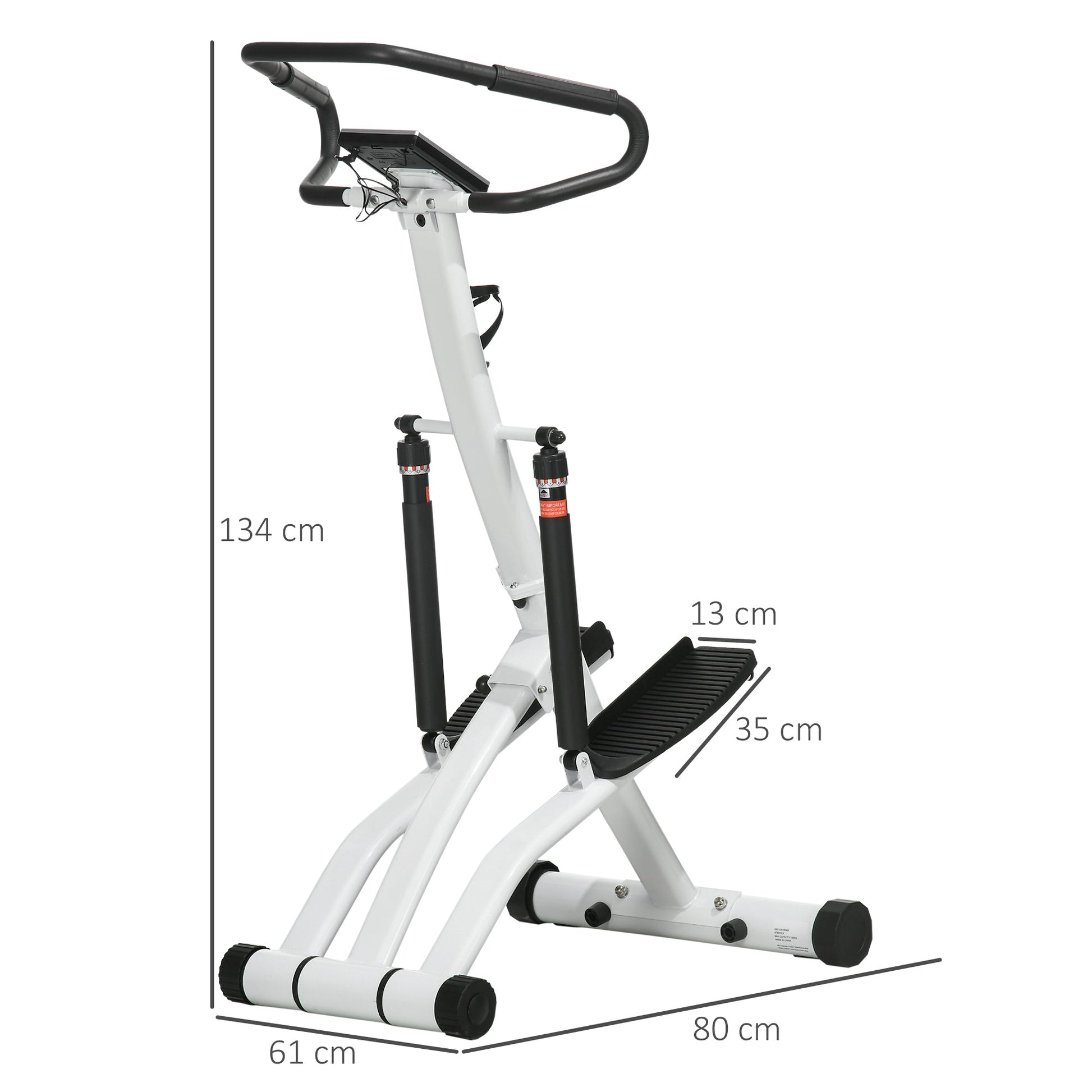 SPORTNOW Foldable Stepper Machine with 12-Level Hydraulic Resistance, Step Machine Exerciser with LCD Monitor and Drink Holder, for Home Fitness Workout, White and Black -