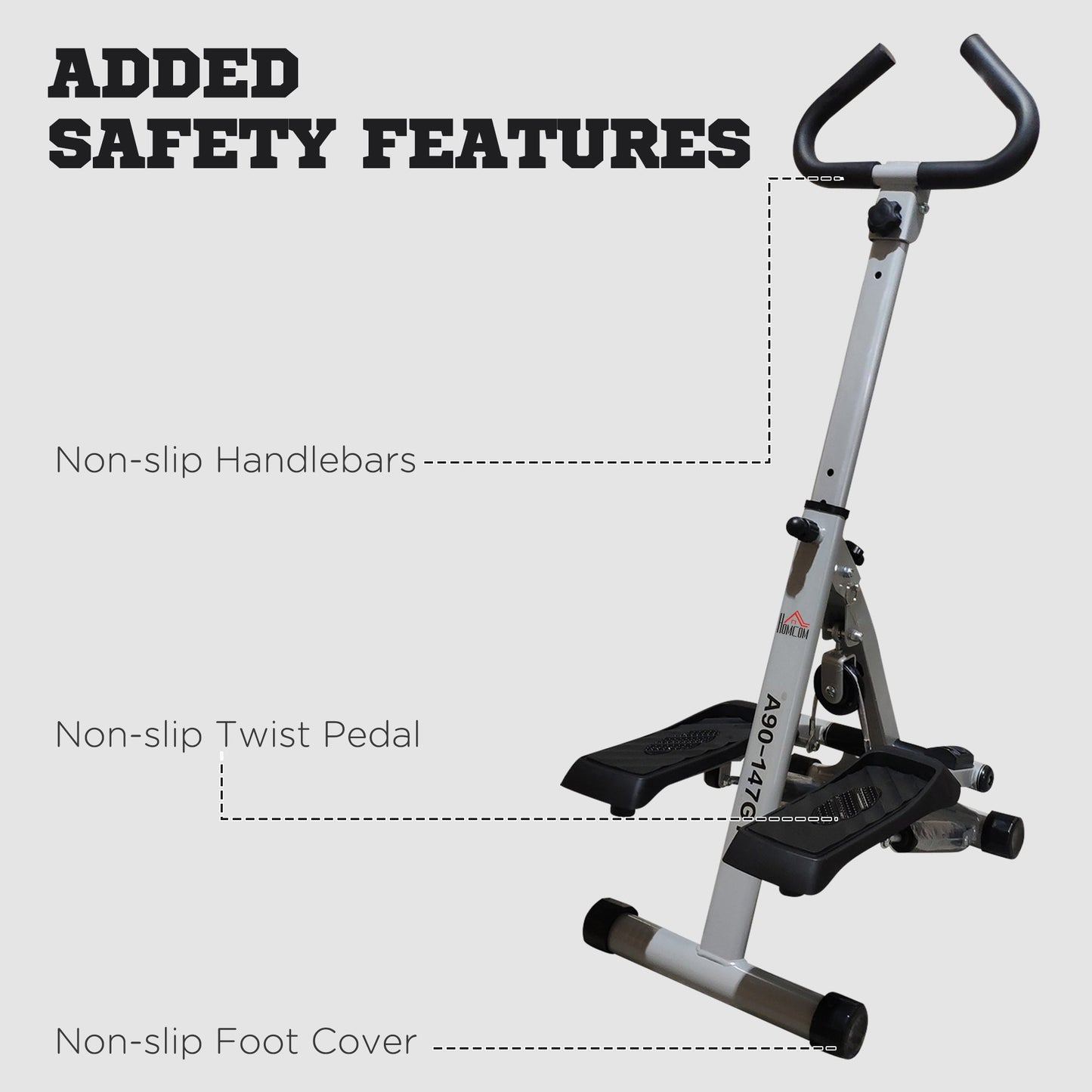 HOMCOM Stepper w/ Handle Hand Grip Workout Fitness Machine For Fitness Aerobic Exercise Home Gym Grey -