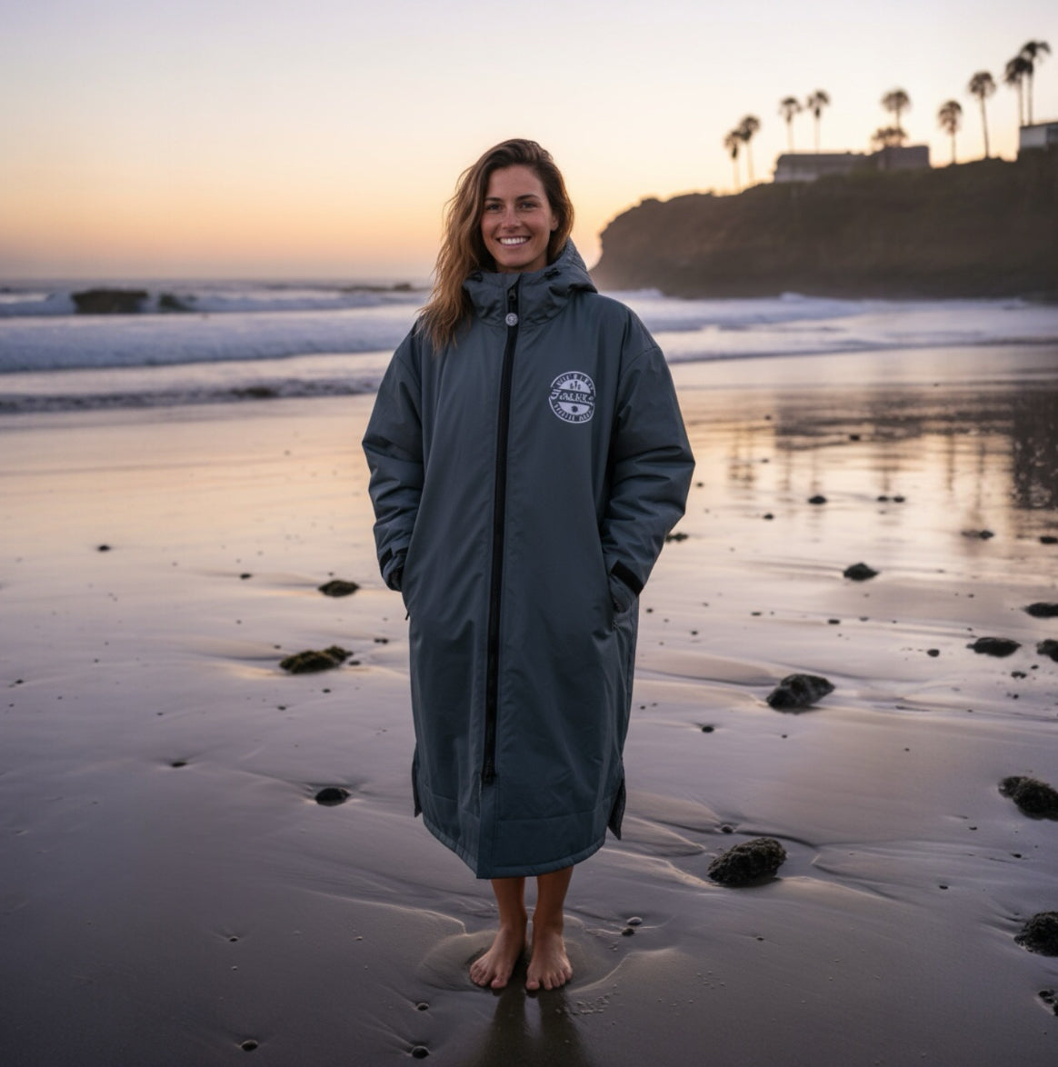 FREE BEANIE | Recycled Fleece Changing Robe “FatWrap” | Waterproof |Beach | Swimming | Surfing | Coat -