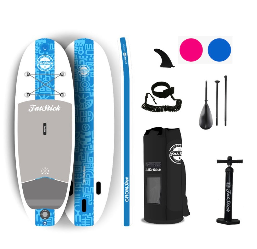 Kids 7’6 GromStick Inflatable Stand Up Paddle Board Package | Childs -